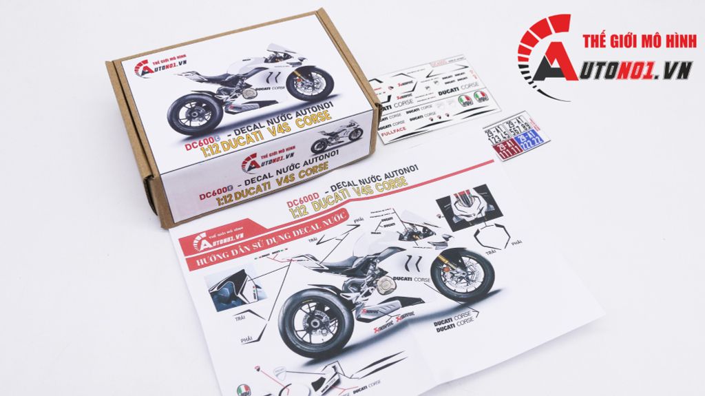 DECAL NƯỚC ĐỘ DUCATI PANIGALE V4S CORSE - DECAL FULLFACE DUCATI CORSE TỈ LỆ 1:12 AUTONO1 DC600D