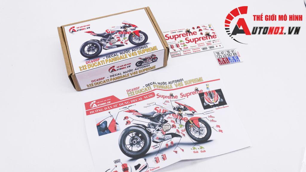 DECAL NƯỚC ĐỘ DUCATI PANIGALE V4S SUPREME RED - DECAL FULLFACE DUCATI SUPREME TỈ LỆ 1:12 AUTONO1 DC600F