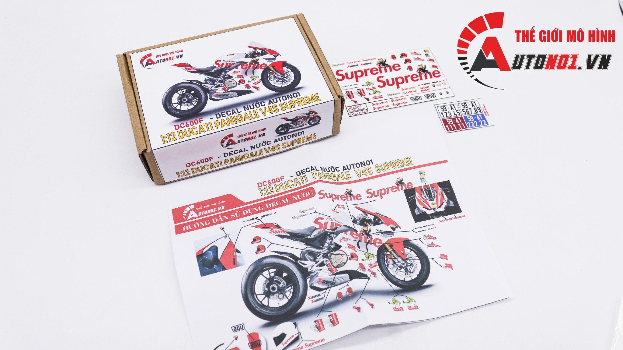  Decal nước độ Ducati Panigale V4S Supreme Red - Decal fullface Ducati Supreme tỉ lệ 1:12 Autono1 DC600f 