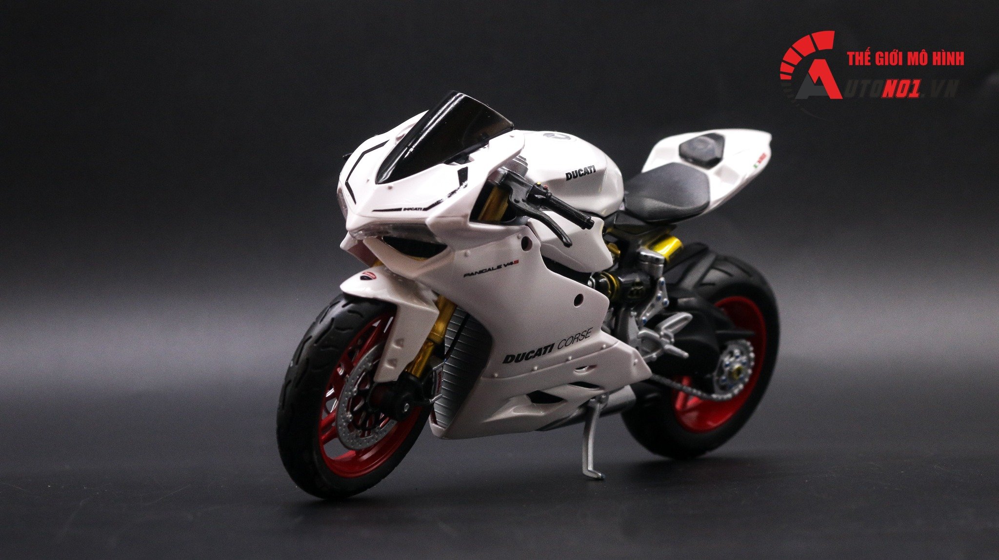  Mô hình xe độ Ducati Corse White độ nồi khô tỉ lệ 1:12 Autono1 Maisto D024B 