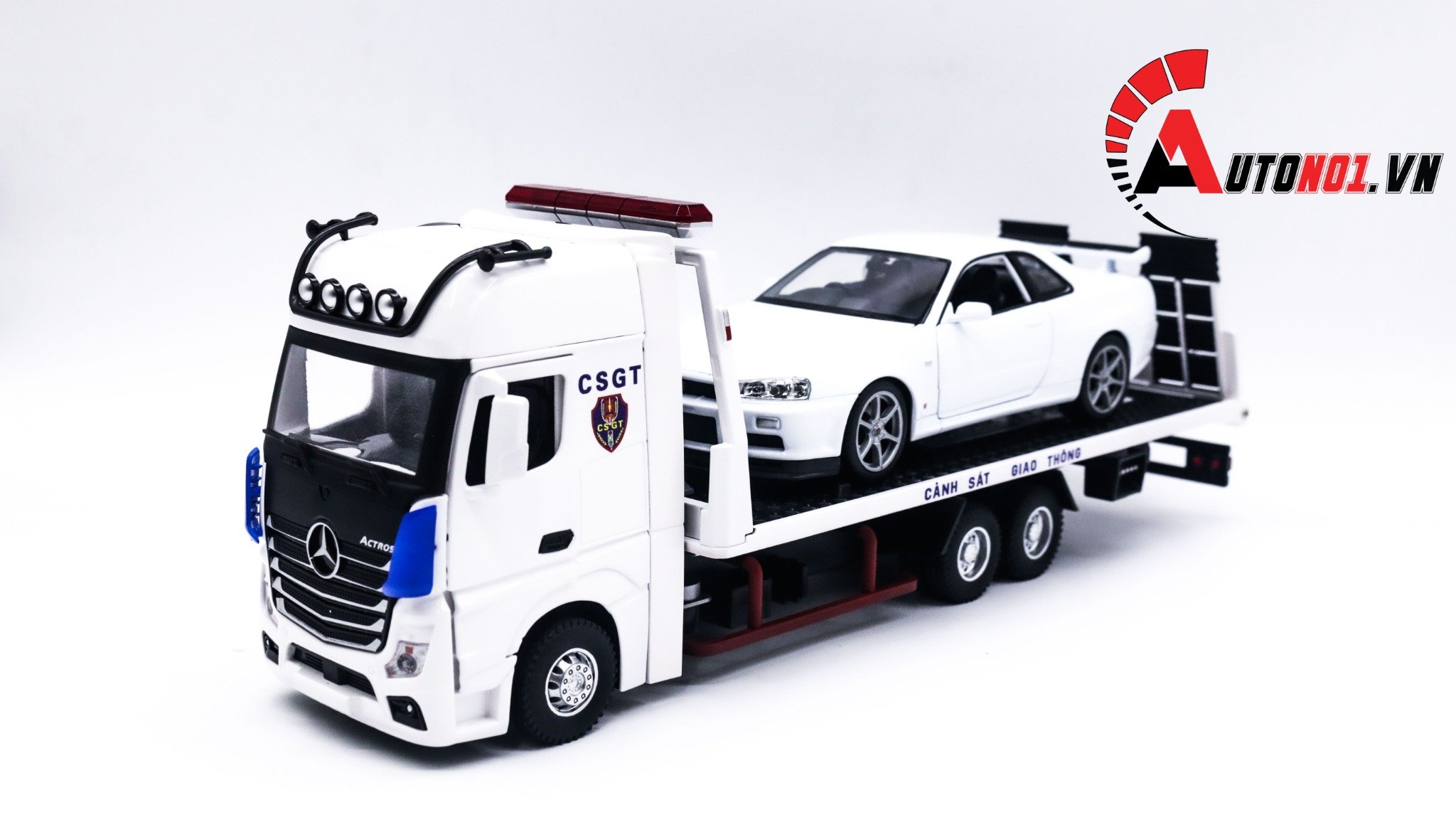  Mô hình xe ô tô tải cứu hộ Mercedes benz Hytruck độ CSGT 46cm tỉ lệ 1:24 Hengteng model Autono1 OT235 