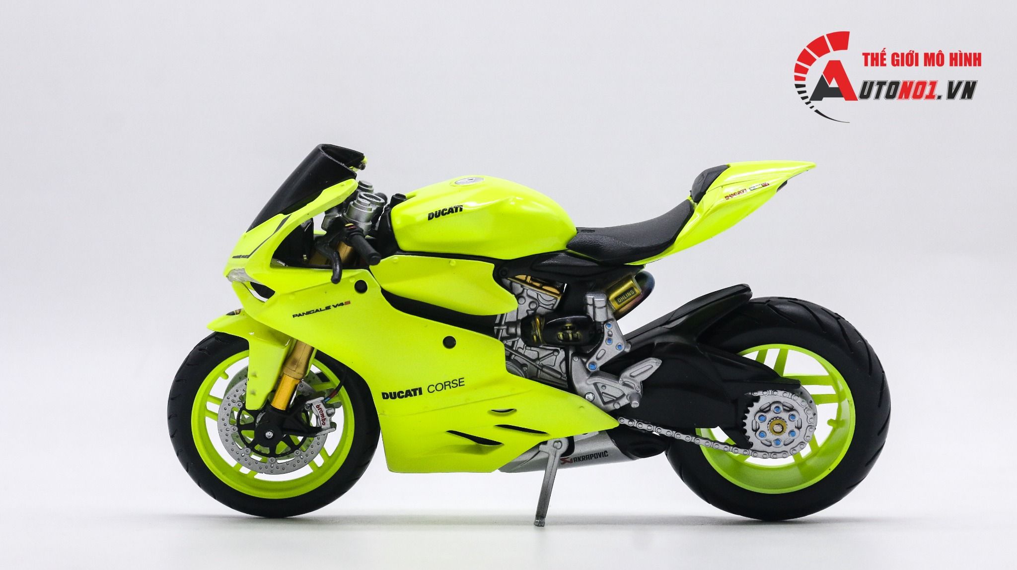  Mô hình xe độ Ducati 1199 Green Neon Mâm độ nồi khô tỉ lệ 1:12 Autono1 D221H 