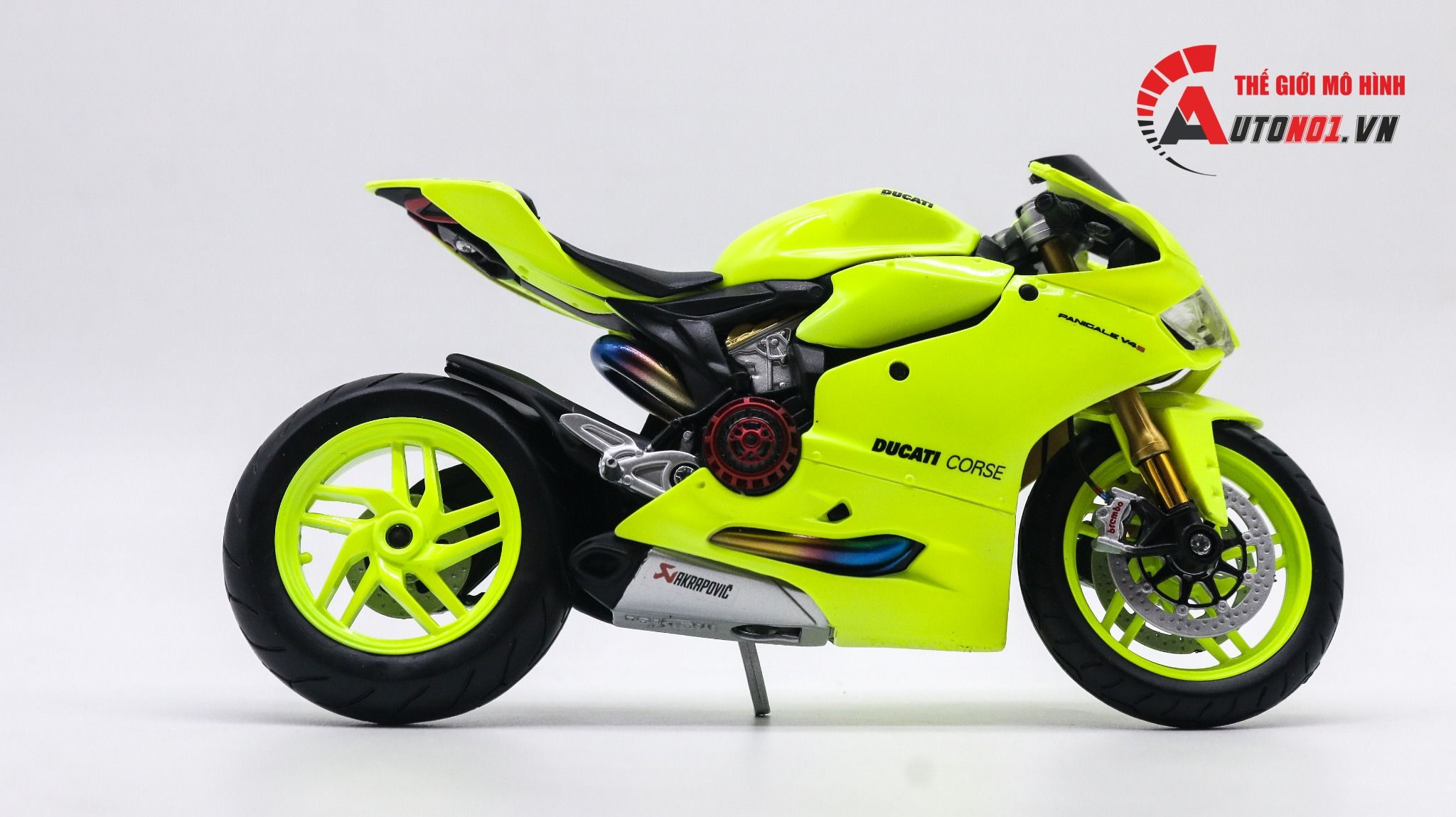  Mô hình xe độ Ducati 1199 Green Neon Mâm độ nồi khô tỉ lệ 1:12 Autono1 D221H 