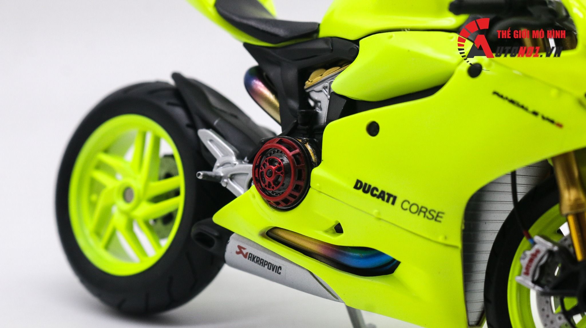  Mô hình xe độ Ducati 1199 Green Neon Mâm độ nồi khô tỉ lệ 1:12 Autono1 D221H 