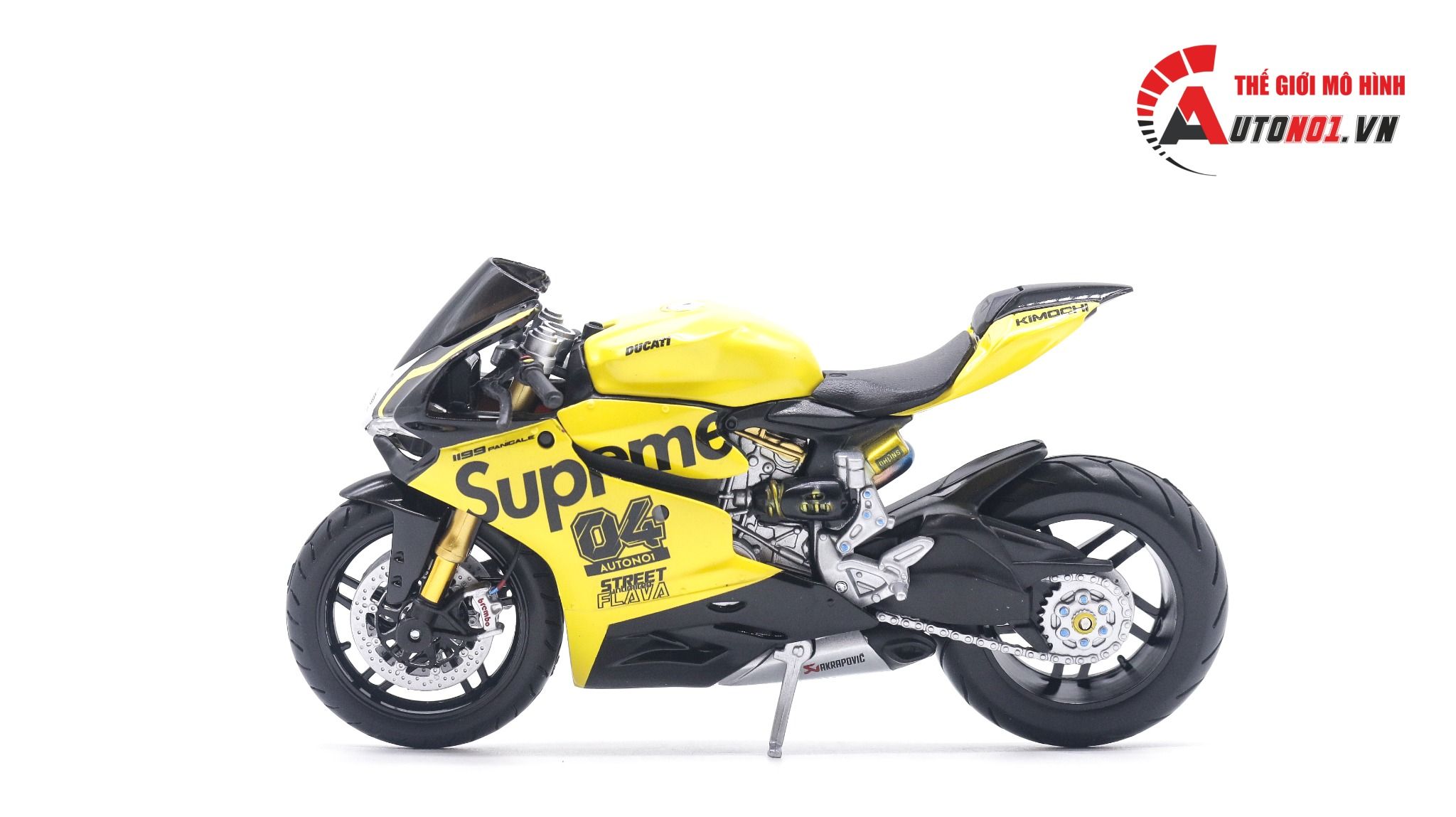  Mô hình xe độ Ducati 1199 Supreme Yellow độ nồi khô tỉ lệ 1:12 Autono1 D221F 