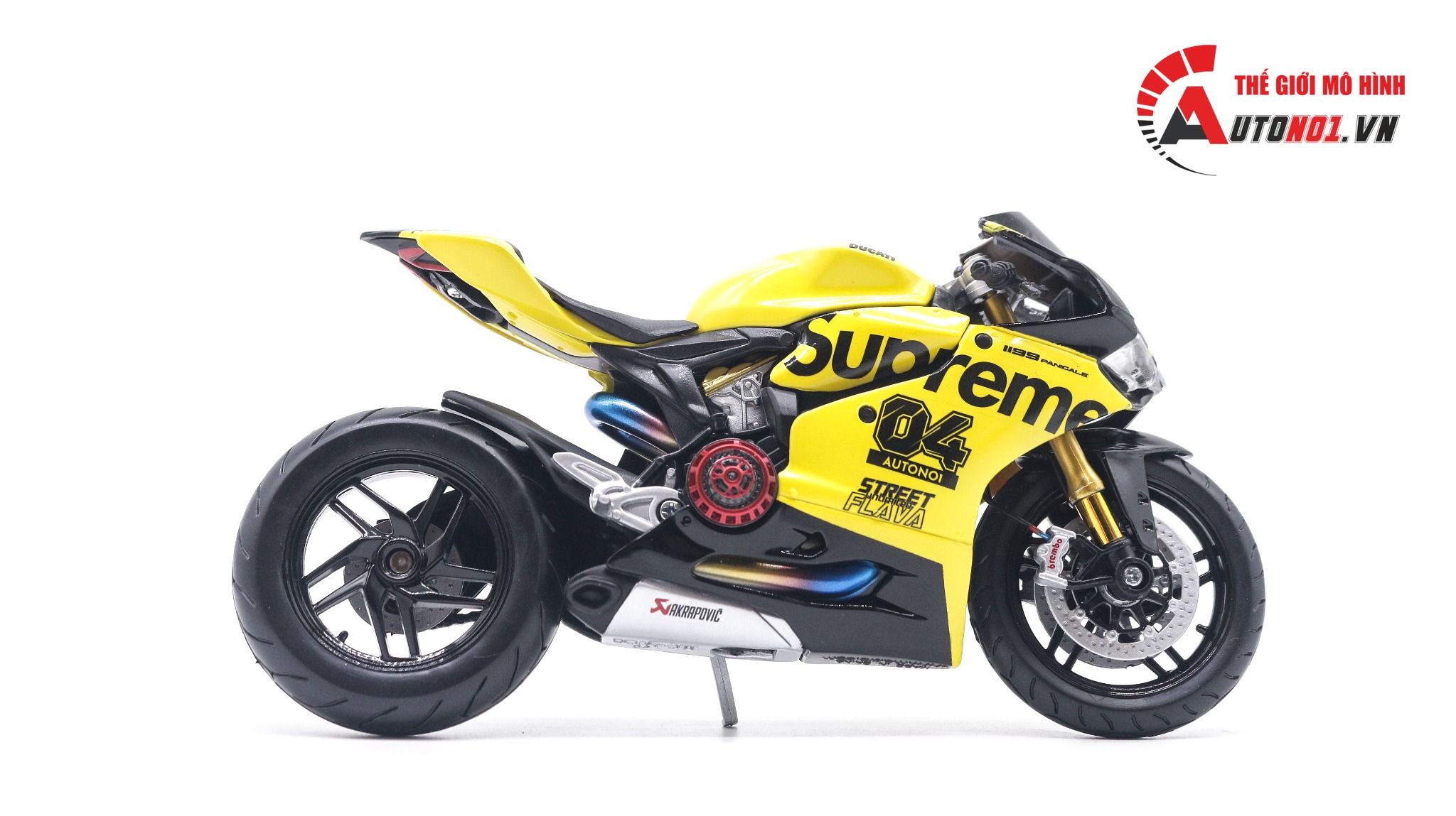  Mô hình xe độ Ducati 1199 Supreme Yellow độ nồi khô tỉ lệ 1:12 Autono1 D221F 
