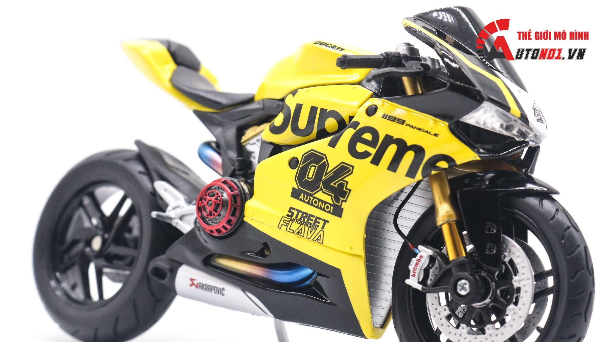  Mô hình xe độ Ducati 1199 Supreme Yellow độ nồi khô tỉ lệ 1:12 Autono1 D221F 