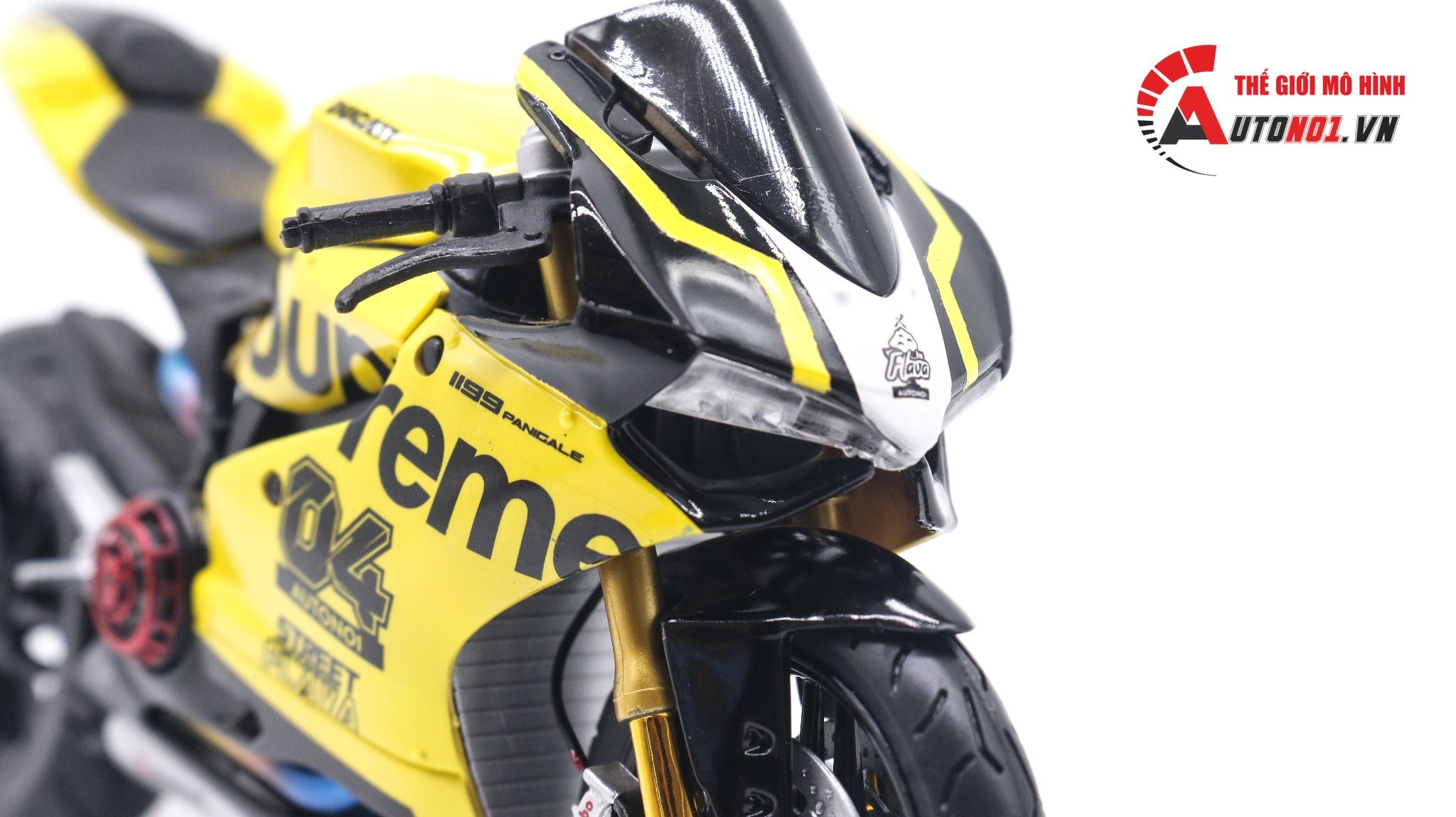  Mô hình xe độ Ducati 1199 Supreme Yellow độ nồi khô tỉ lệ 1:12 Autono1 D221F 