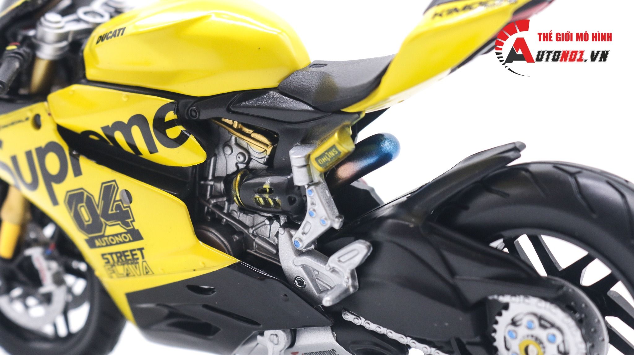  Mô hình xe độ Ducati 1199 Supreme Yellow độ nồi khô tỉ lệ 1:12 Autono1 D221F 