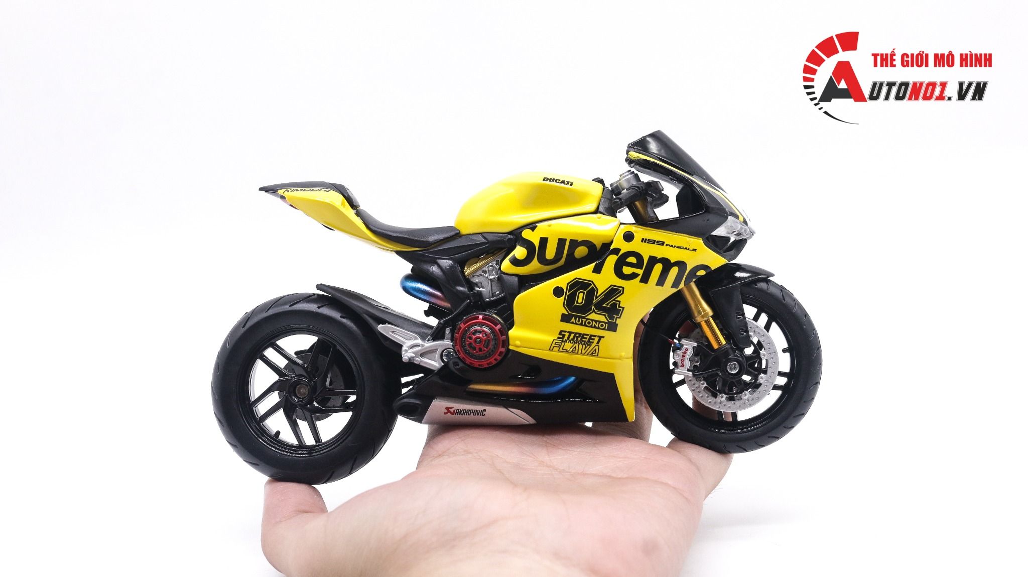  Mô hình xe độ Ducati 1199 Supreme Yellow độ nồi khô tỉ lệ 1:12 Autono1 D221F 
