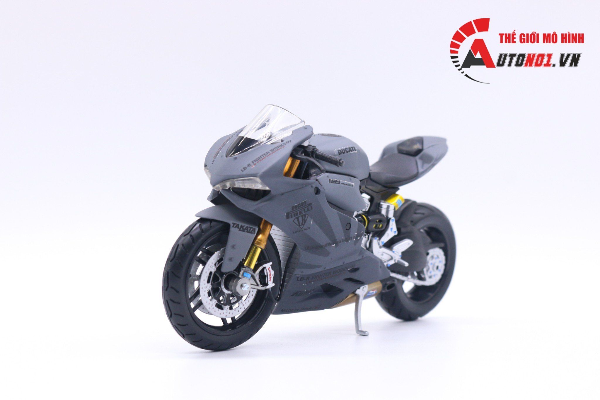  Mô hình xe độ Ducati 1199 Panigale S Liberty Walk Gray Custom 1:12 Autono1 D220a 