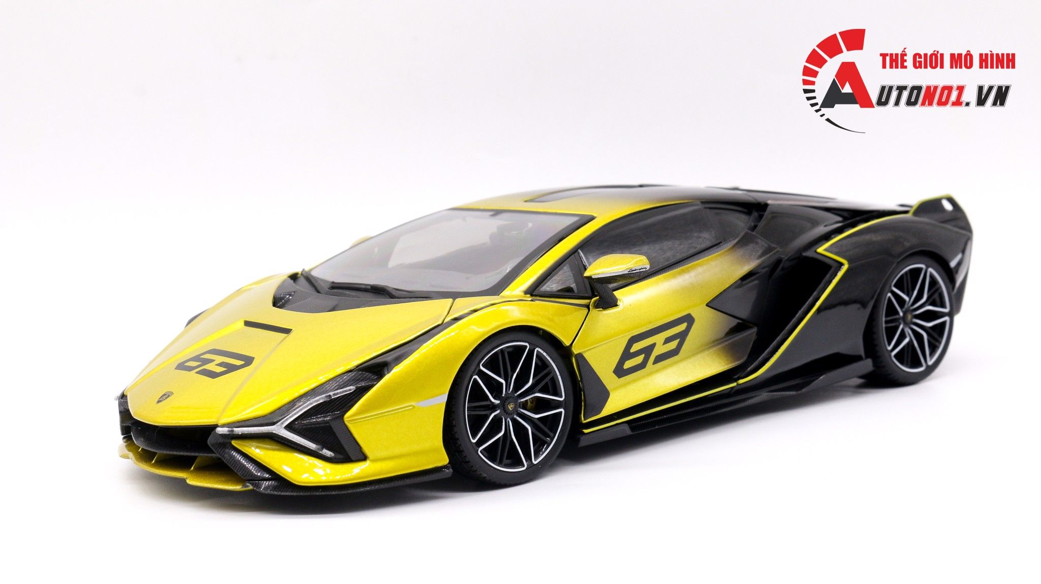  Mô hình xe Lamborghini Sian Fkp 37 Black Yellow 1:18 Bburago 7517 