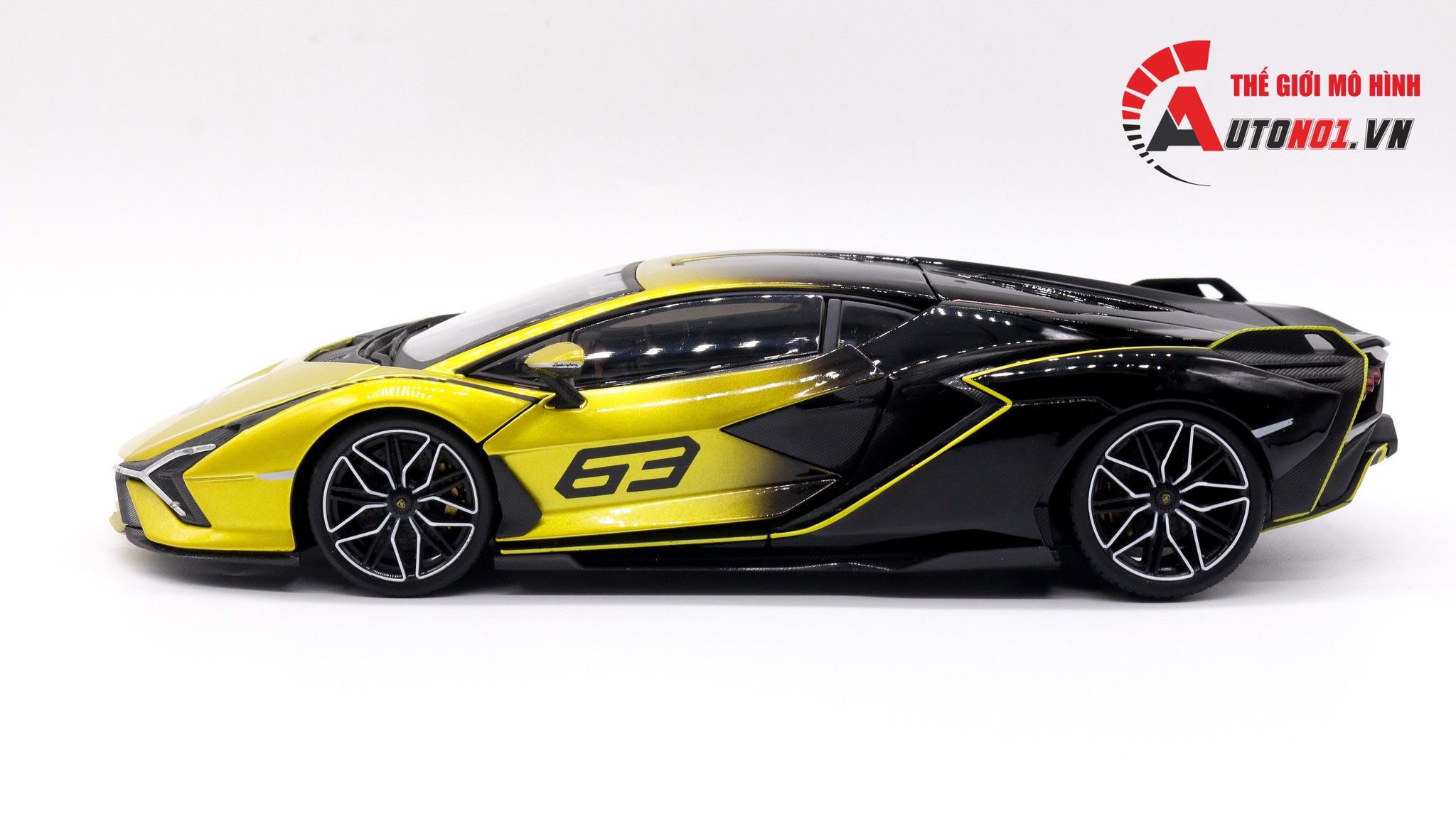  Mô hình xe Lamborghini Sian Fkp 37 Black Yellow 1:18 Bburago 7517 