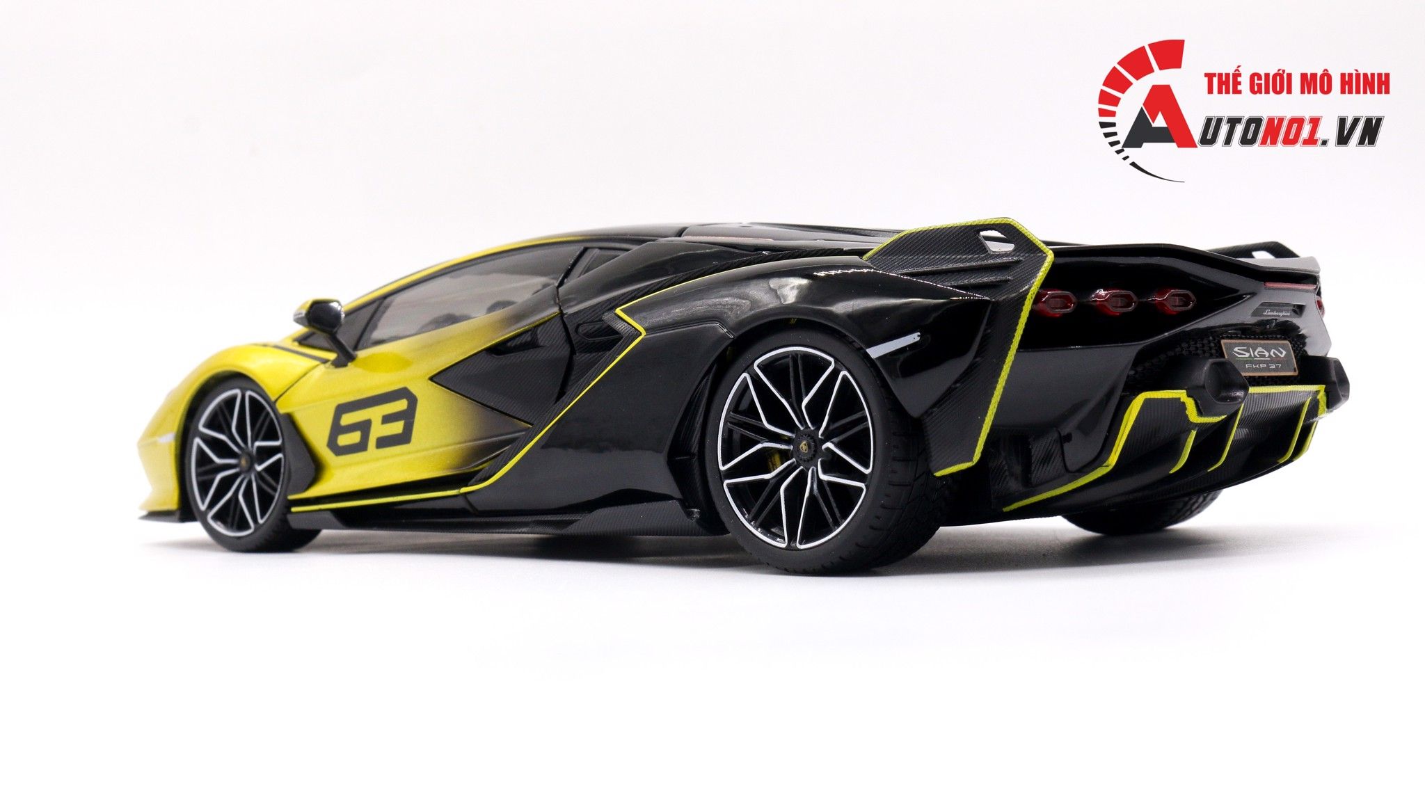  Mô hình xe Lamborghini Sian Fkp 37 Black Yellow 1:18 Bburago 7517 