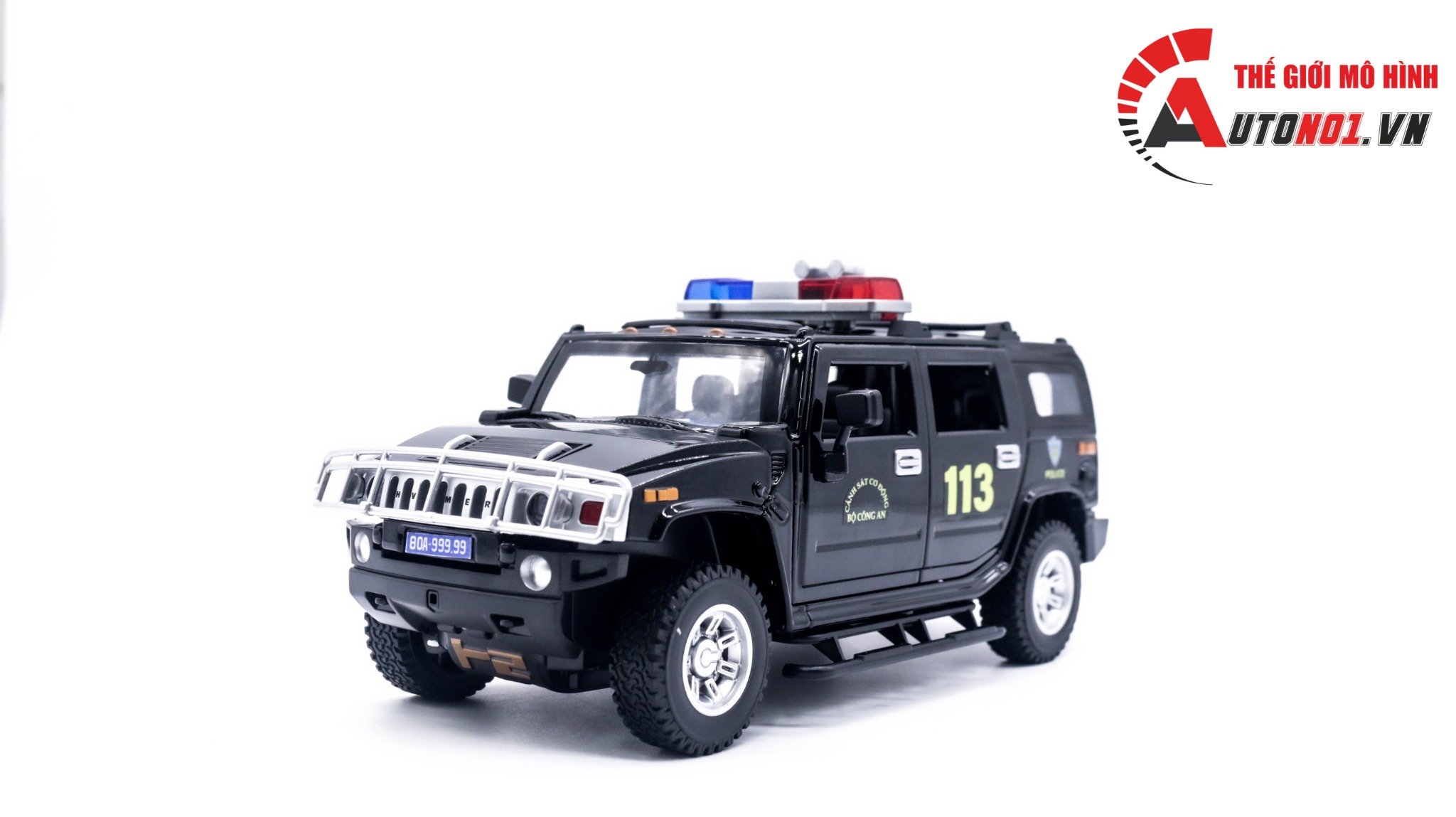  Mô hình xe ô tô độ CSCĐ Hummer H2 black full open tỉ lệ 1:24 Alloy model OT241 