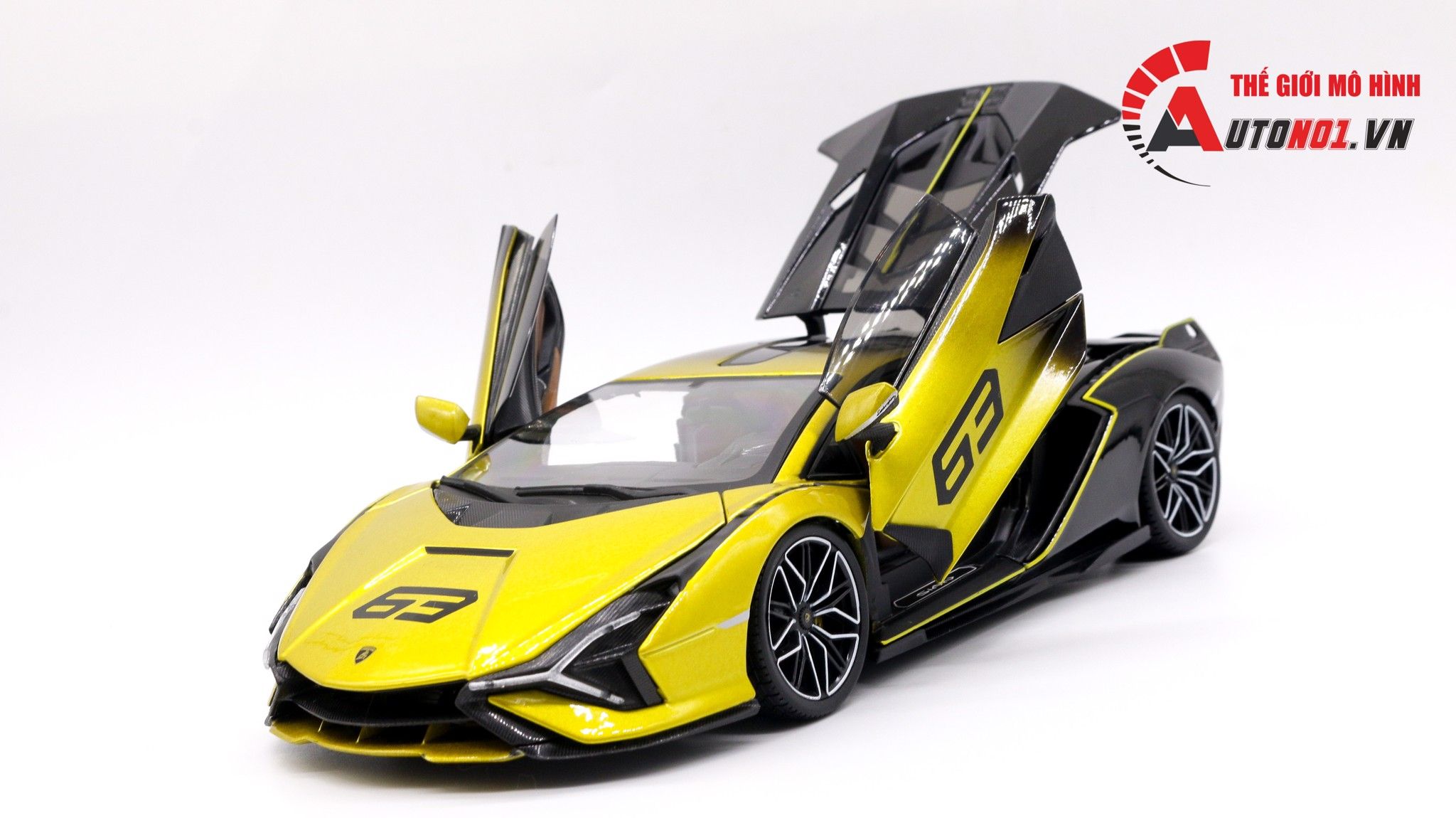  Mô hình xe Lamborghini Sian Fkp 37 Black Yellow 1:18 Bburago 7517 