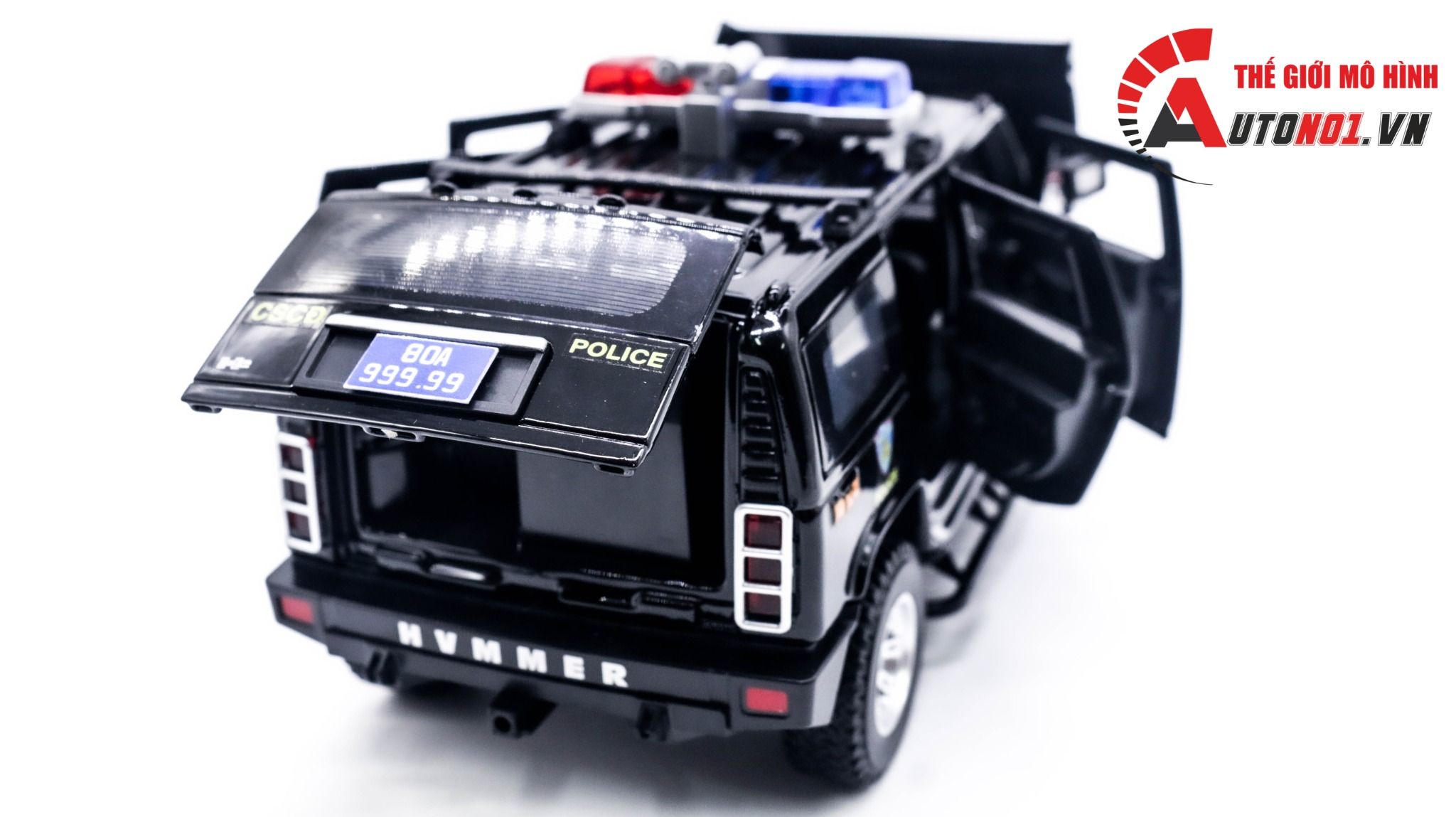  Mô hình xe ô tô độ CSCĐ Hummer H2 black full open tỉ lệ 1:24 Alloy model OT241 