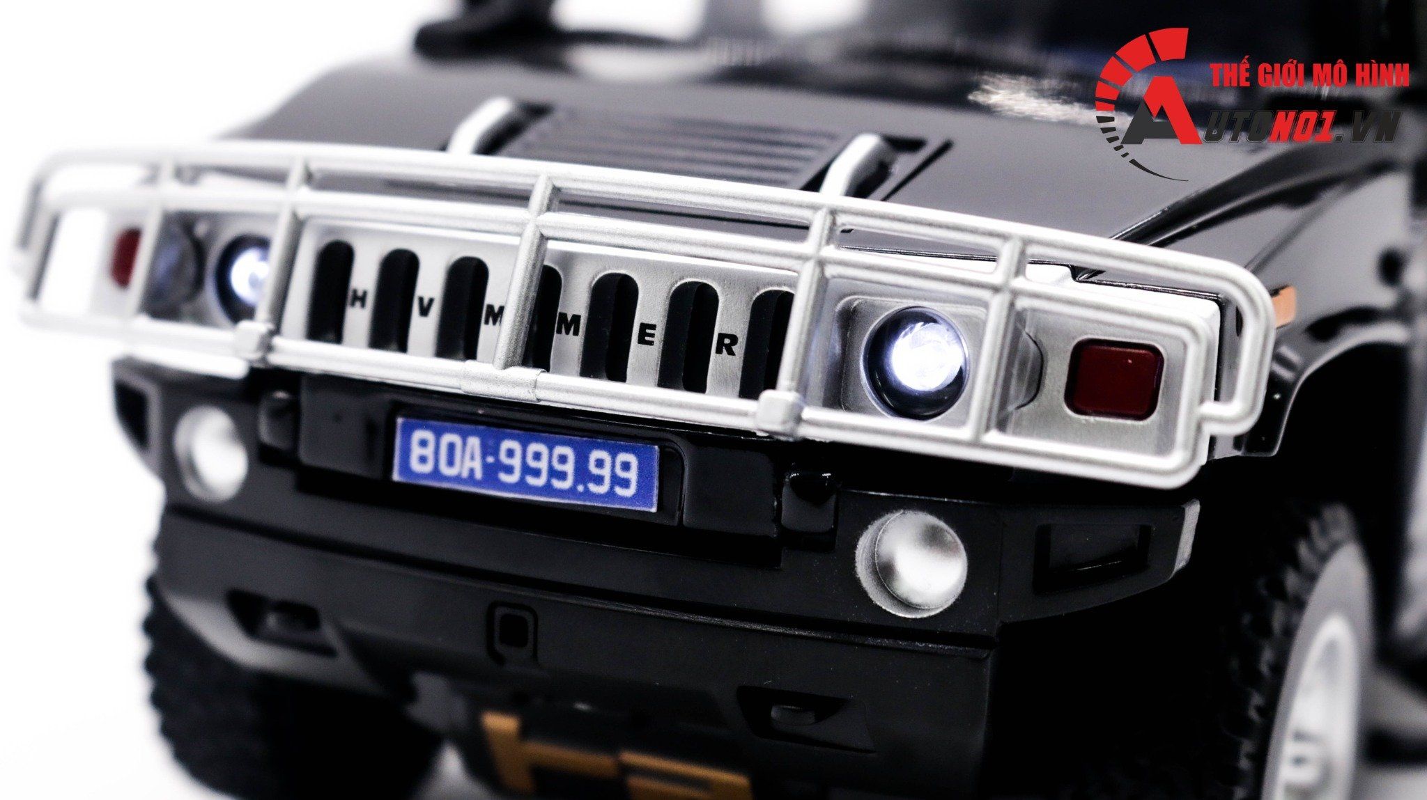  Mô hình xe ô tô độ CSCĐ Hummer H2 black full open tỉ lệ 1:24 Alloy model OT241 