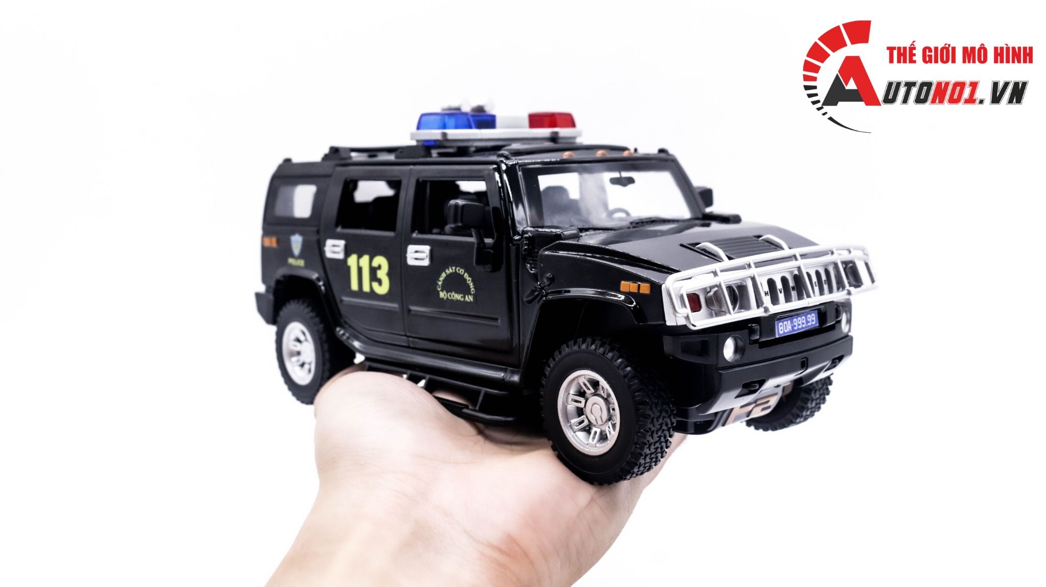  Mô hình xe ô tô độ CSCĐ Hummer H2 black full open tỉ lệ 1:24 Alloy model OT241 