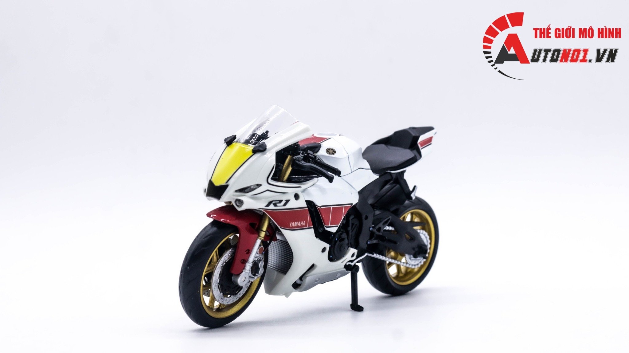  Mô hình xe độ Yamaha Yzf R1 anniversary độ pô SC tỉ lệ 1:12 Autono1 D231 