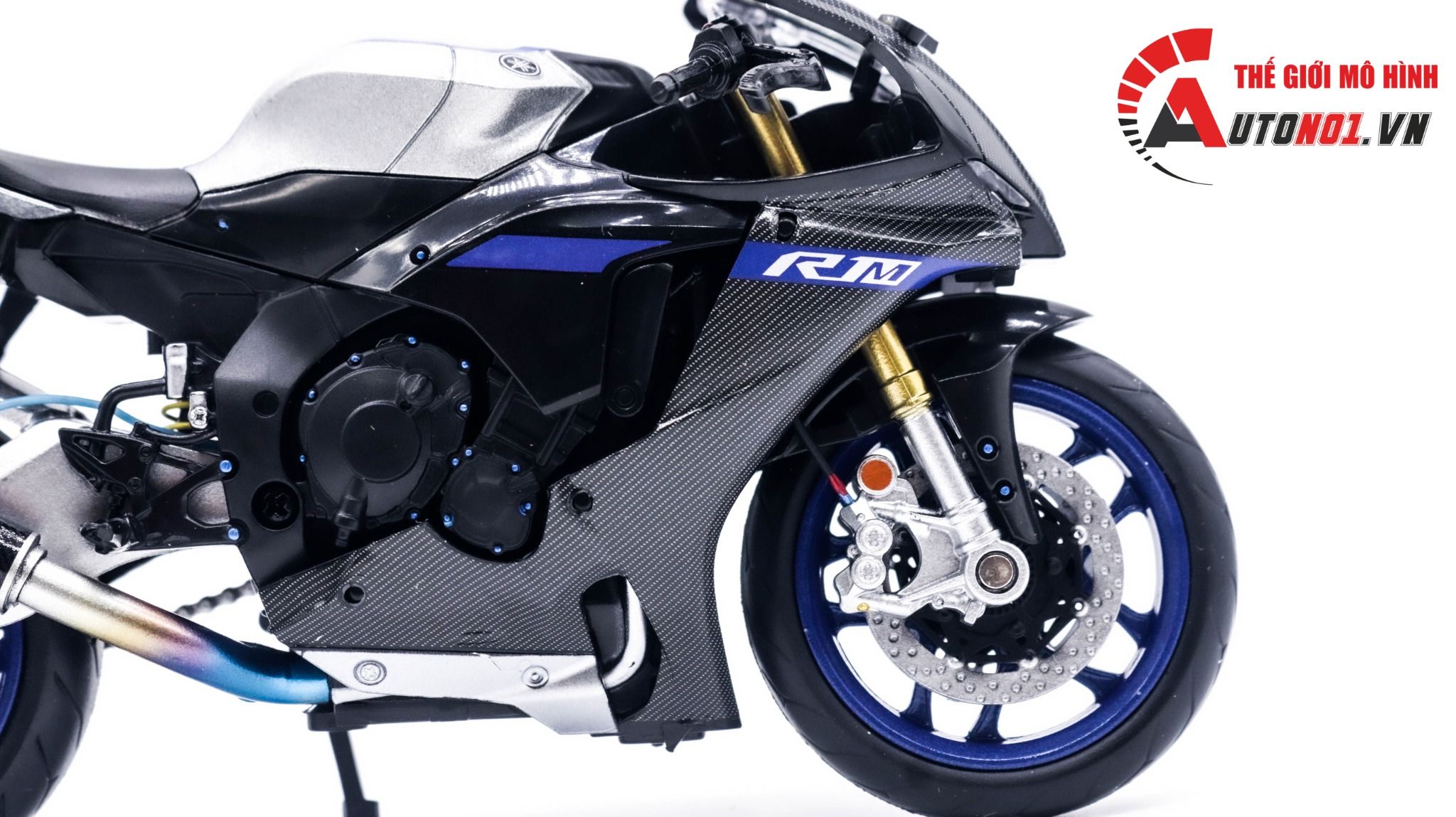  Mô hình xe độ Yamaha Yzf R1 carbon độ pô SC tỉ lệ 1:12 Autono1 D230 