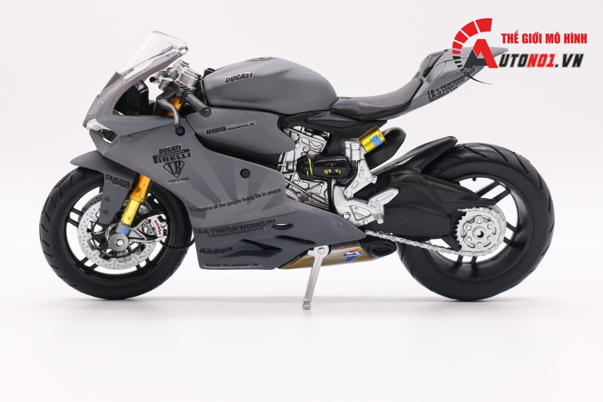  Mô hình xe độ Ducati 1199 Panigale S Liberty Walk Gray Custom 1:12 Autono1 D220a 