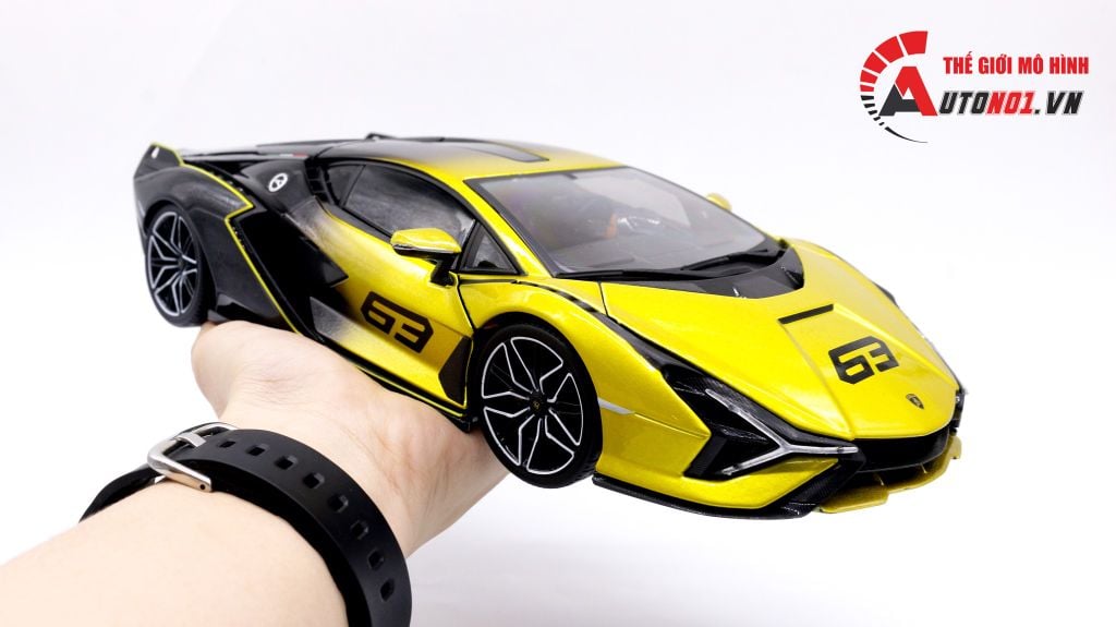 MÔ HÌNH XE LAMBORGHINI SIAN FKP 37 BLACK GREEN 1:18 BBURAGO 7517