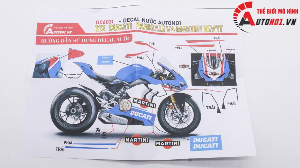 DECAL NƯỚC ĐỘ DUCATI PANIGALE V4 MARTINI REV