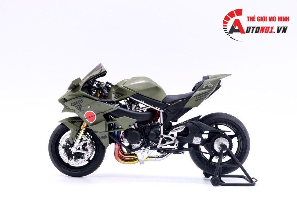  Mô hình xe Kawasaki H2r Custom Liberty Walk Army 1:12 Tamiya D078 