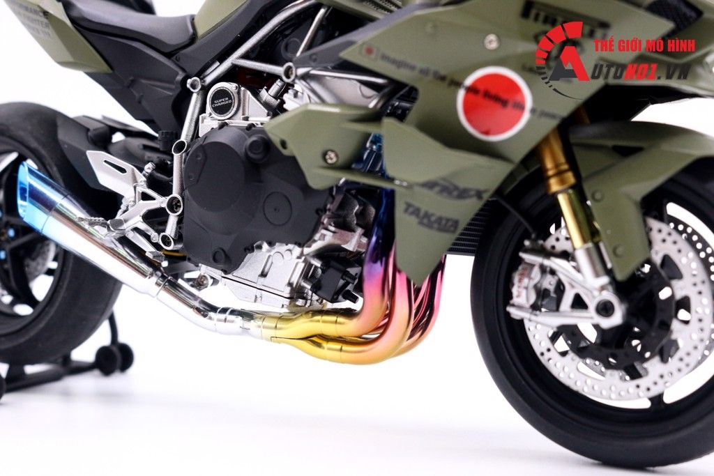  Mô hình xe Kawasaki H2r Custom Liberty Walk Army 1:12 Tamiya D078 