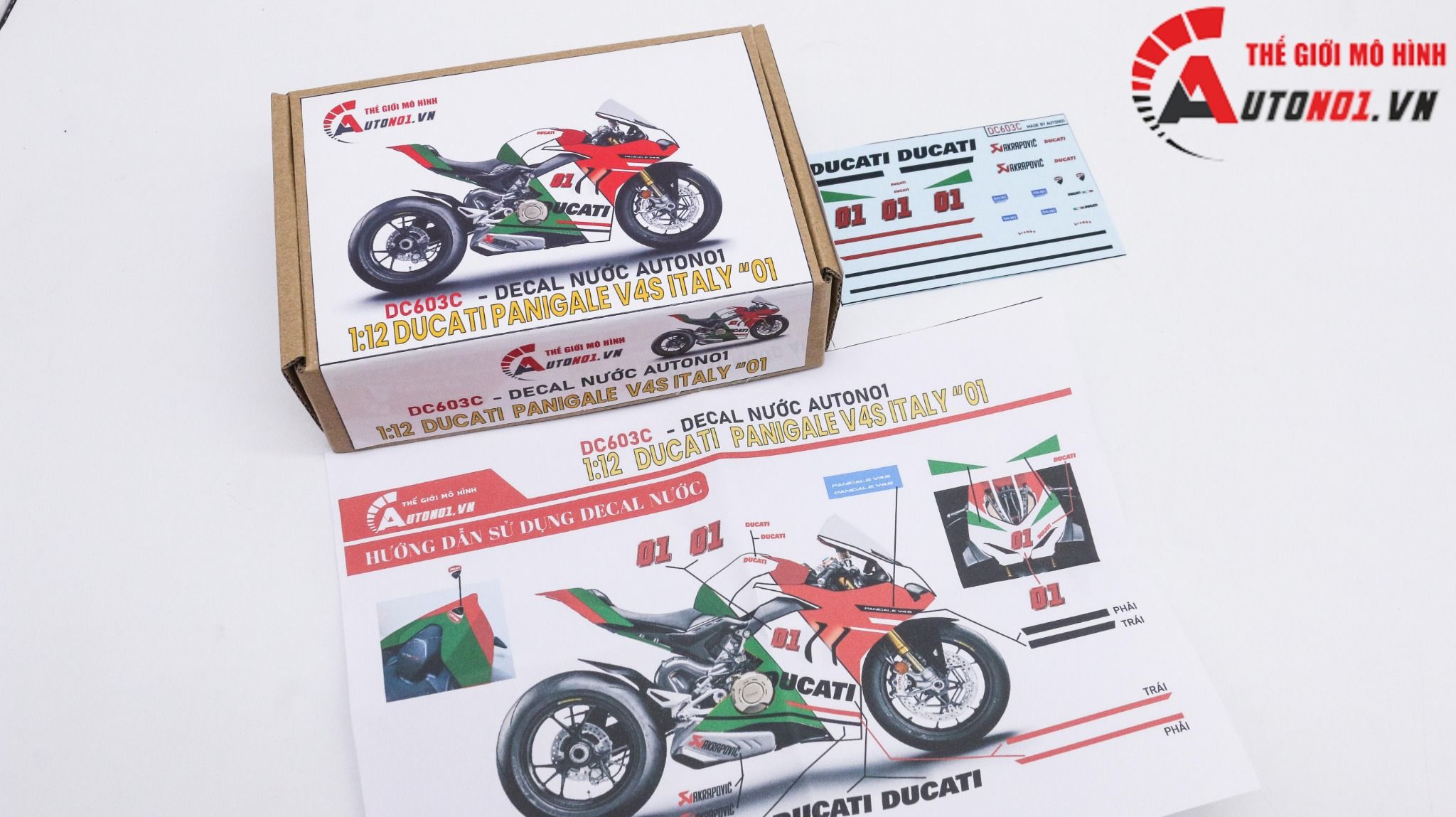  Decal nước độ Ducati Panigale V4S Italy tỉ lệ 1:12 Autono1 DC603c 