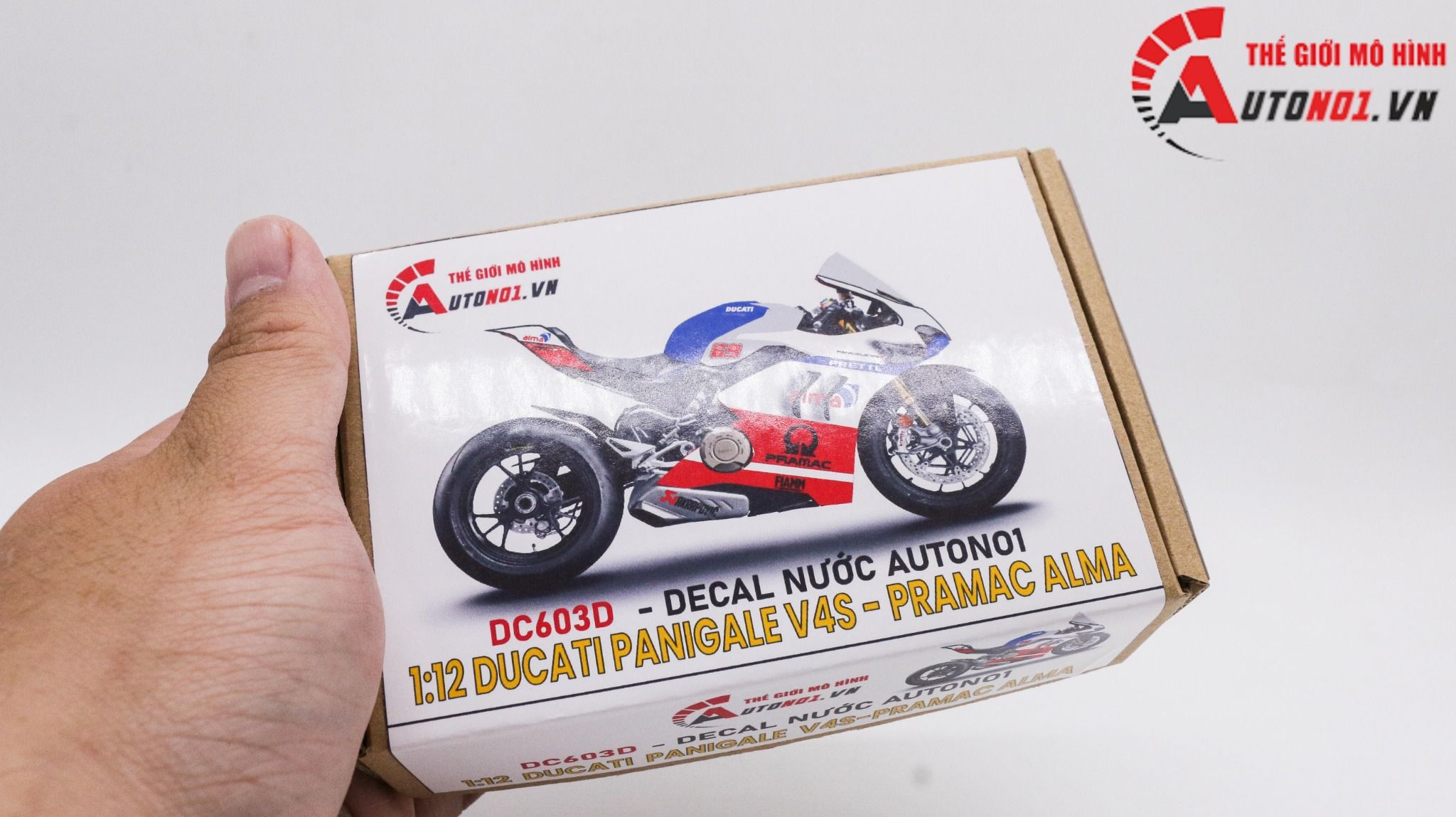  Decal nước độ Ducati Panigale V4S - Pramac Alma tỉ lệ 1:12 Autono1 DC603d 