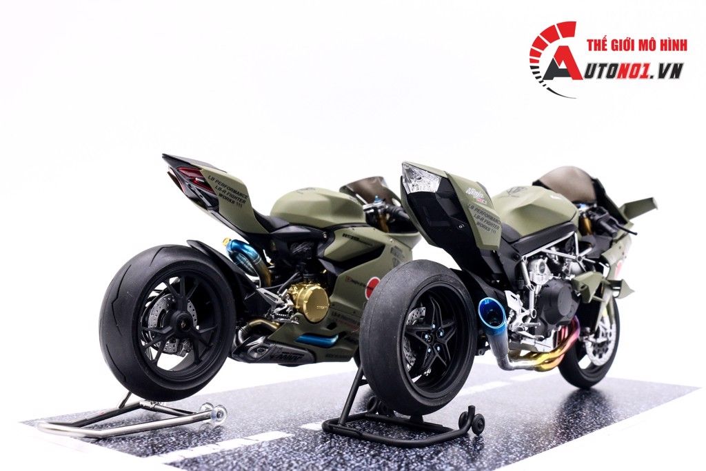  Mô hình xe Kawasaki H2r Custom Liberty Walk Army 1:12 Tamiya D078 