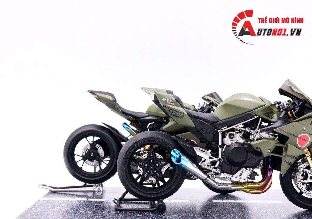  Mô hình xe Kawasaki H2r Custom Liberty Walk Army 1:12 Tamiya D078 