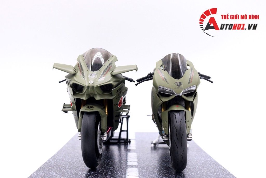  Mô hình xe Kawasaki H2r Custom Liberty Walk Army 1:12 Tamiya D078 