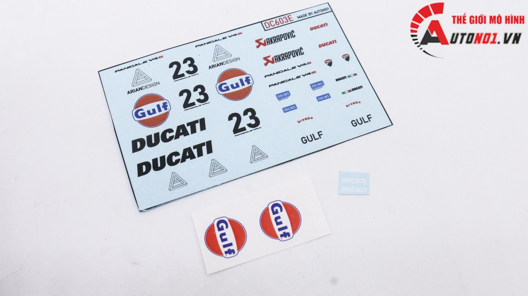  Decal nước độ Ducati Panigale V4S - Gulf V2 tỉ lệ 1:12 Autono1 DC603e 