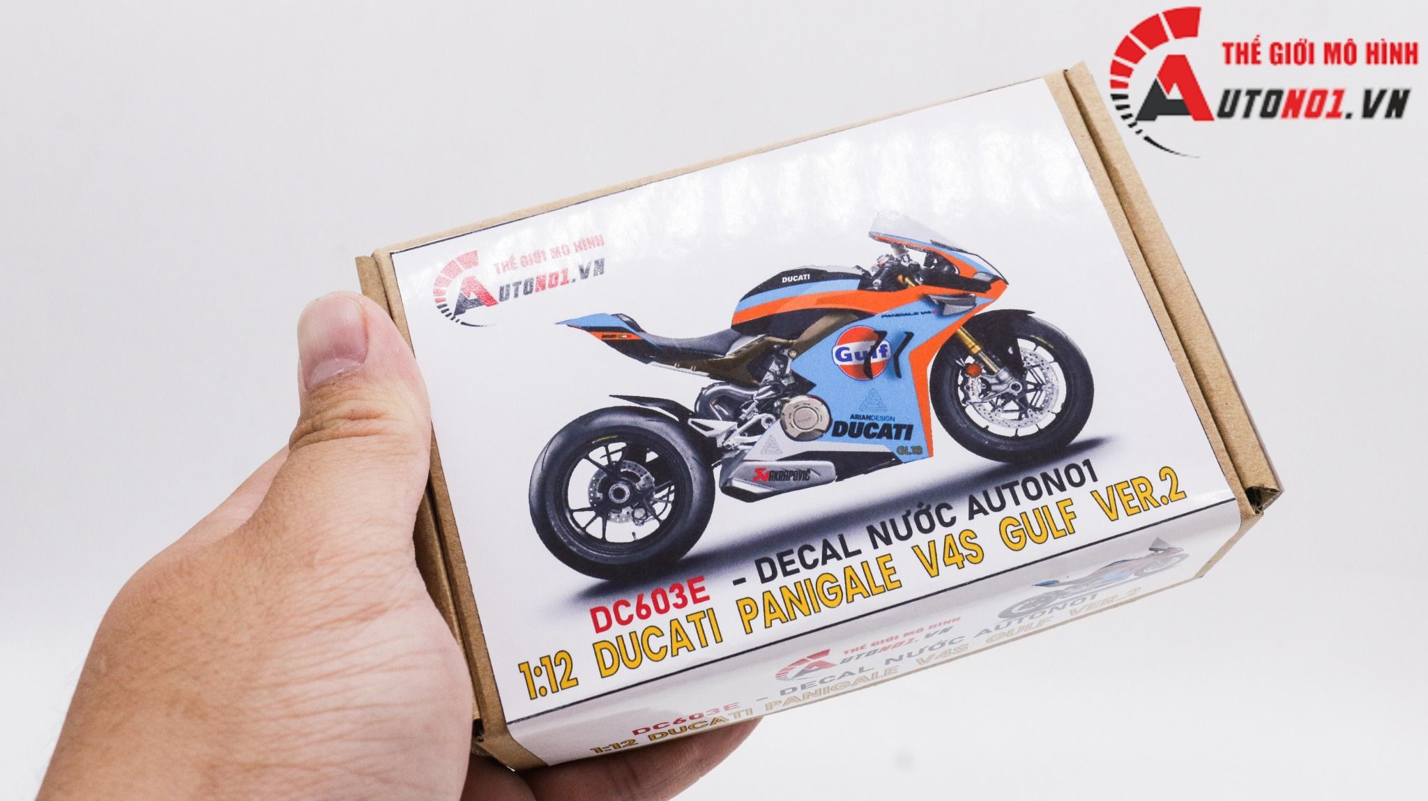  Decal nước độ Ducati Panigale V4S - Gulf V2 tỉ lệ 1:12 Autono1 DC603e 