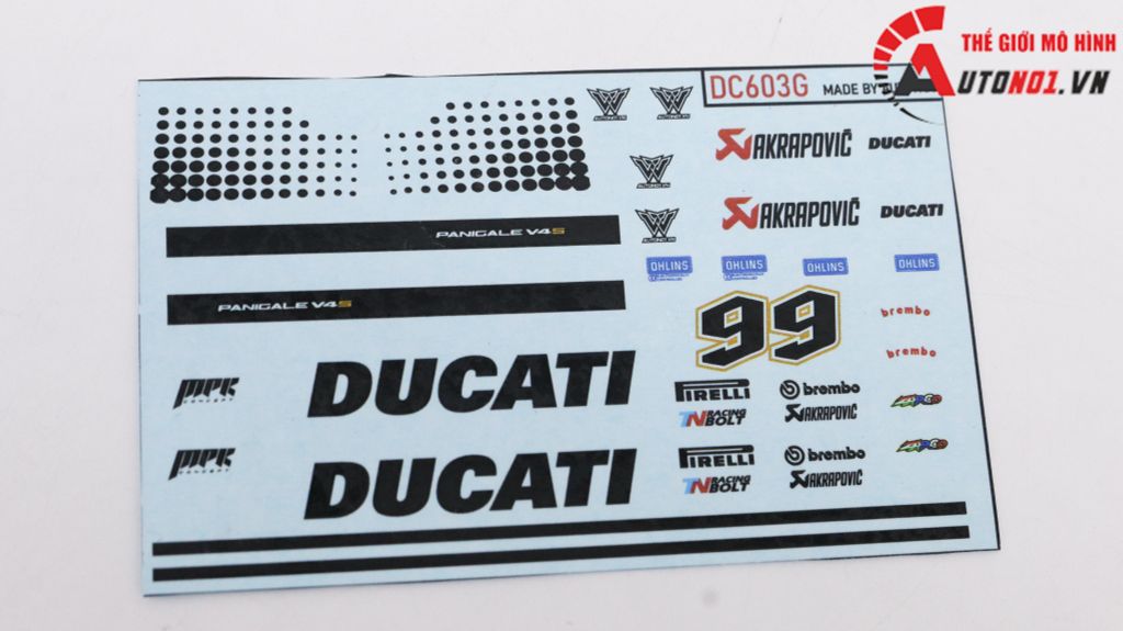 DECAL NƯỚC ĐỘ DUCATI PANIGALE V4S MPR CONCEPT TỈ LỆ 1:12 AUTONO1 DC603G