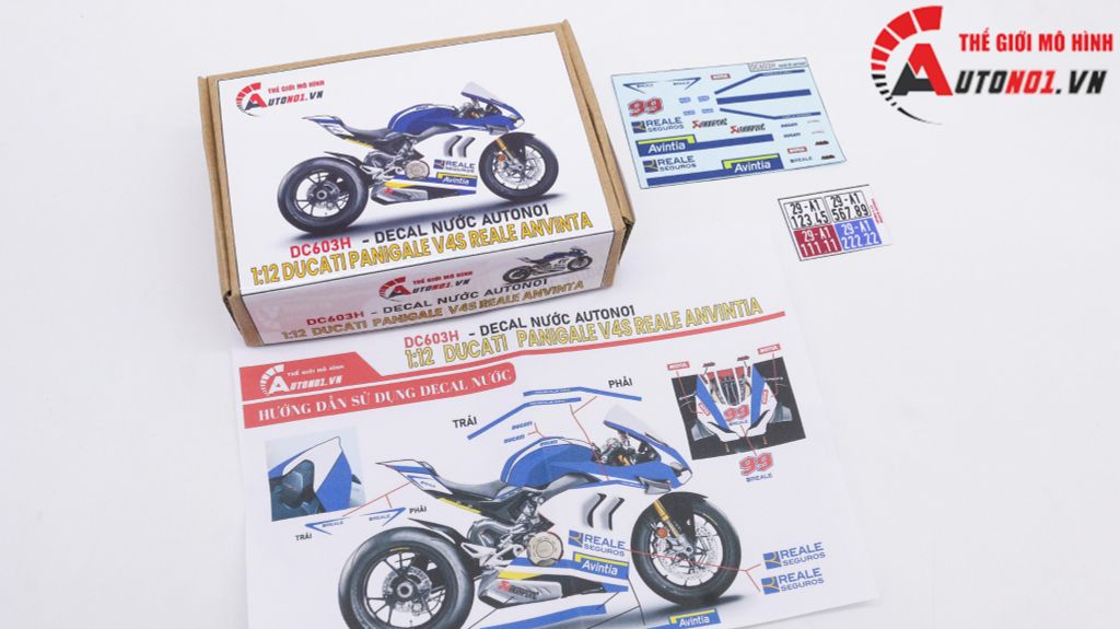 DECAL NƯỚC ĐỘ DUCATI PANIGALE V4S REALE ANVINTA TỈ LỆ 1:12 AUTONO1 DC603H