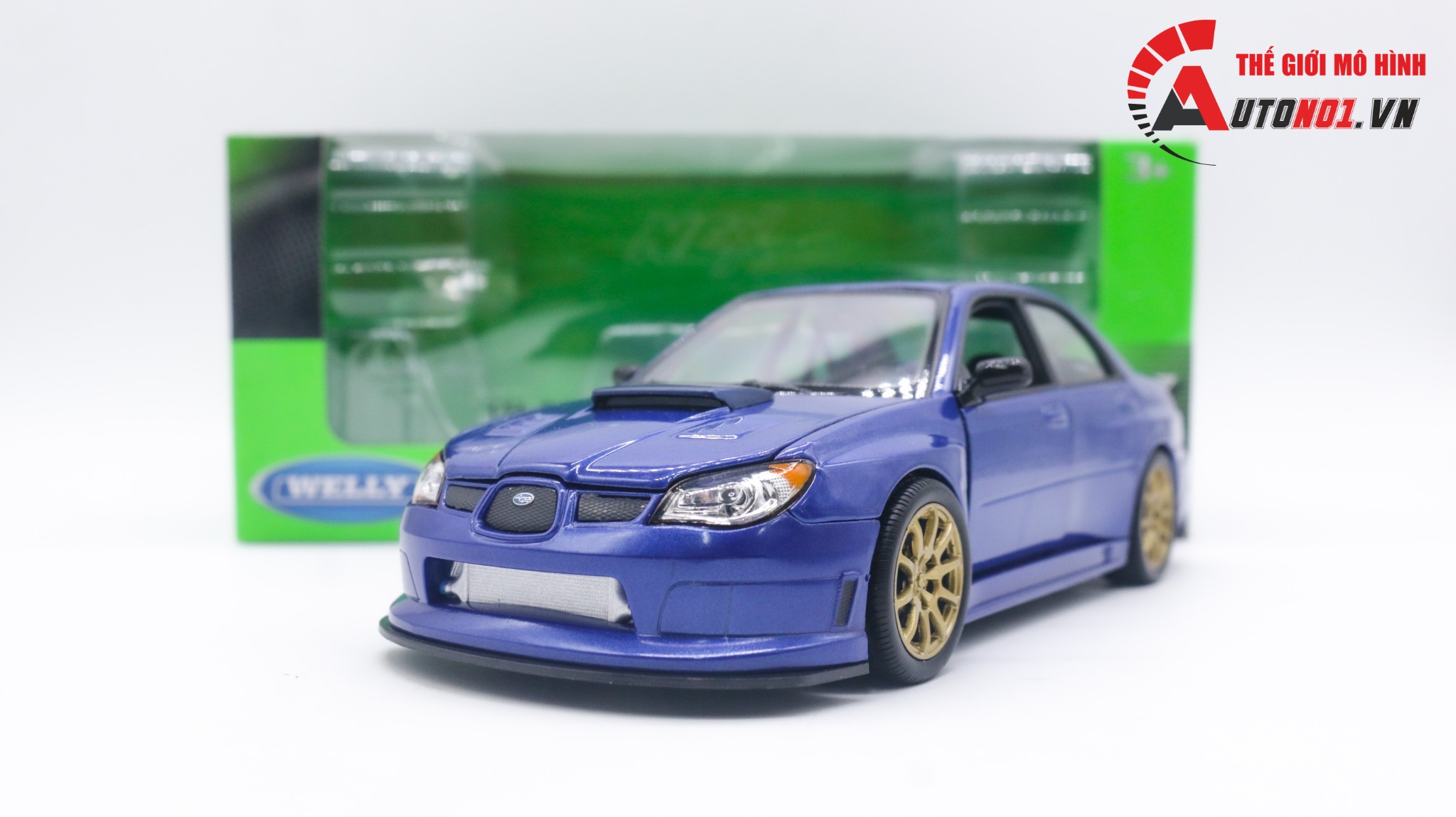  Mô hình xe ô tô Subaru Impreza WRX STI blue tỉ lệ 1:24 Welly 5504 