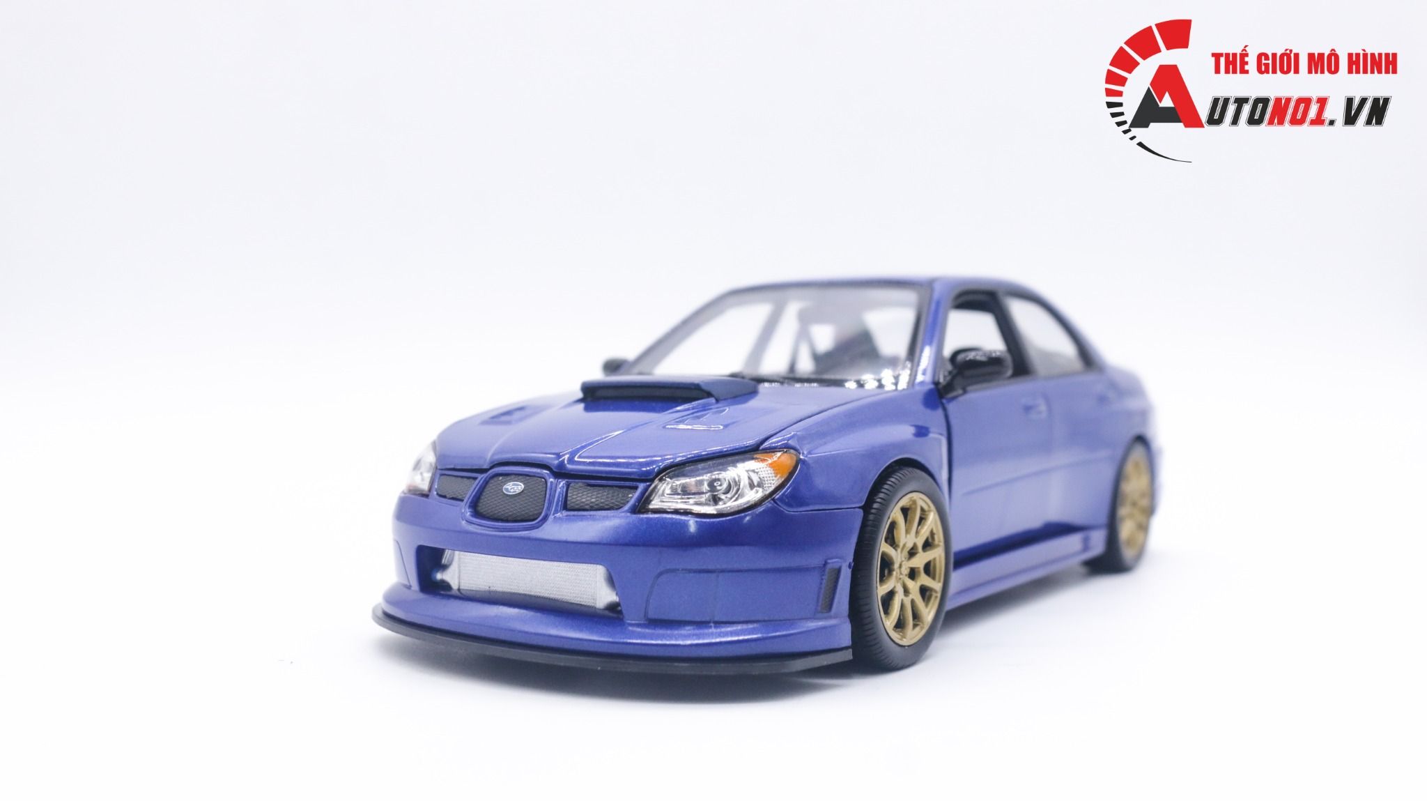  Mô hình xe ô tô Subaru Impreza WRX STI blue tỉ lệ 1:24 Welly 5504 