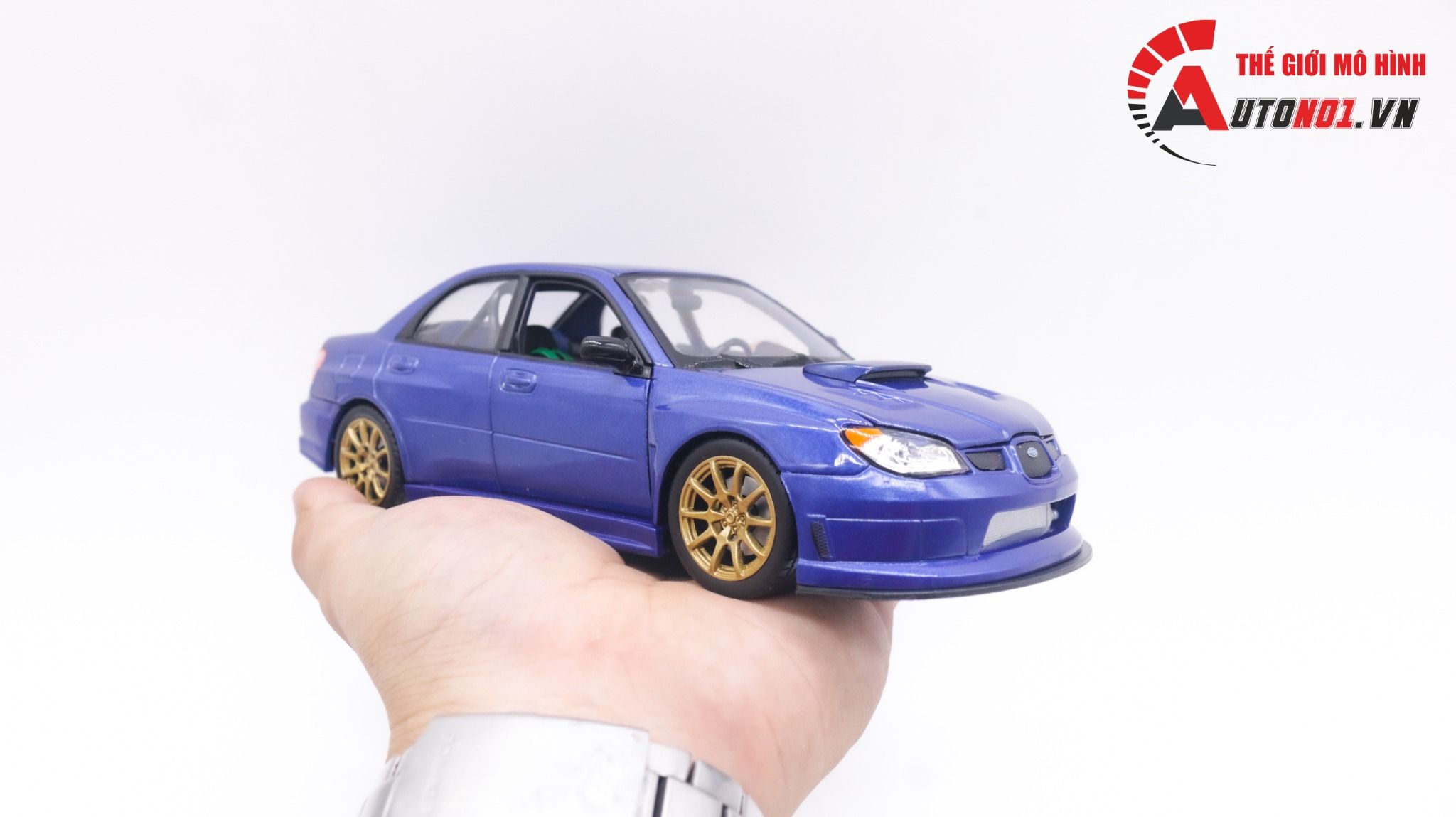  Mô hình xe ô tô Subaru Impreza WRX STI blue tỉ lệ 1:24 Welly 5504 