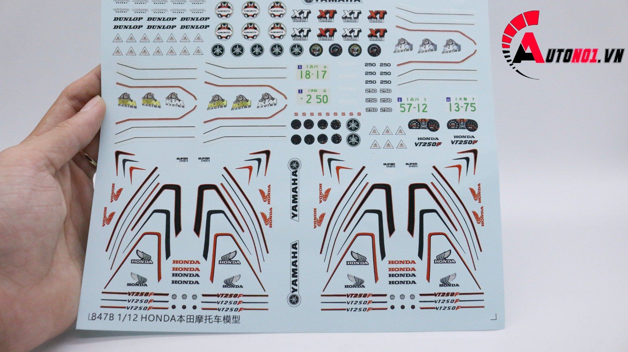  Decal nước Honda Yamaha Dunlop Monster 1:12 DC142 