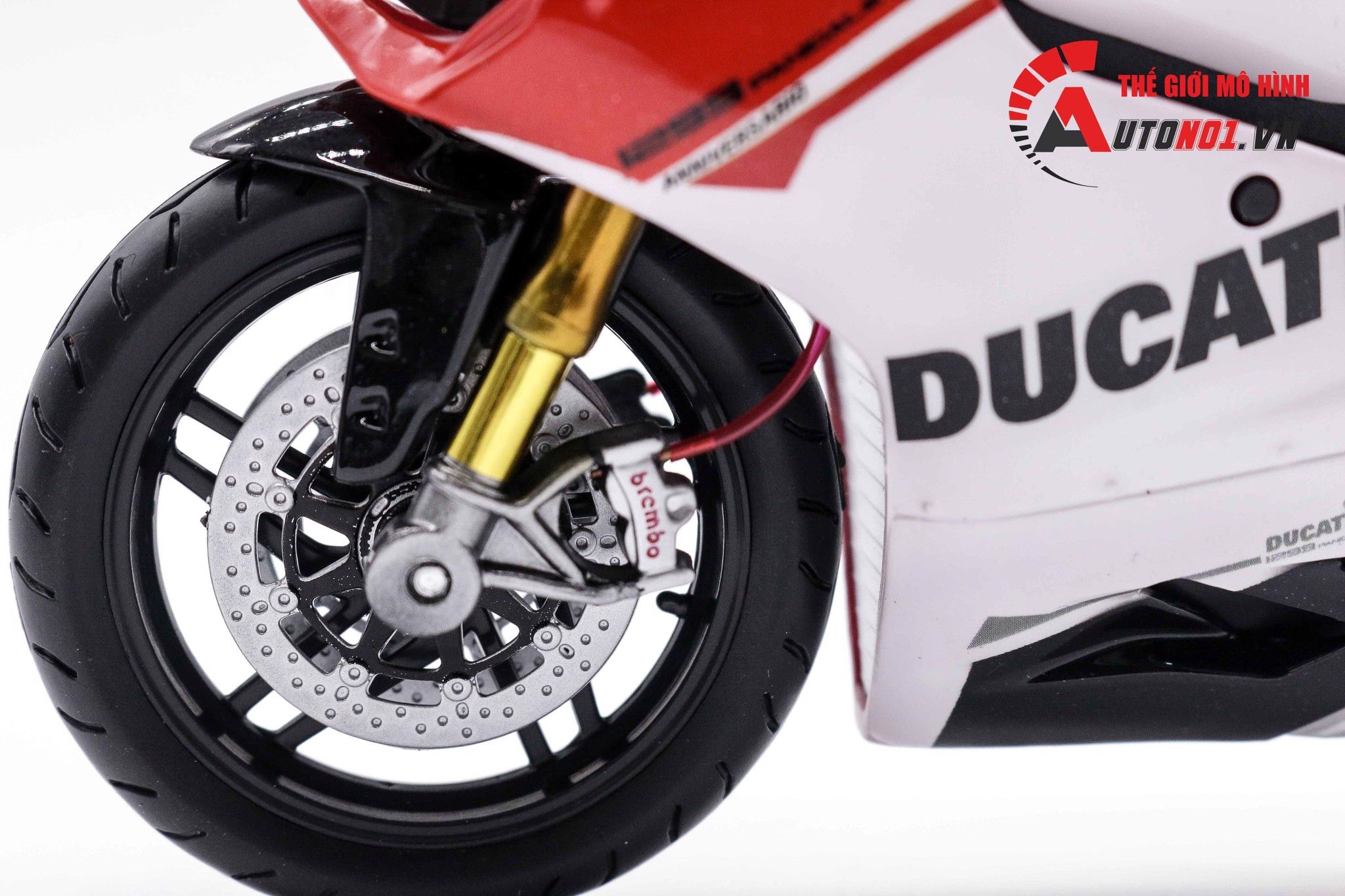  Mô hình siêu xe Ducati 1299 Panigale S Custom 50th Anniversary Red White V1 độ nồi 1:12 Autono1 D221D 