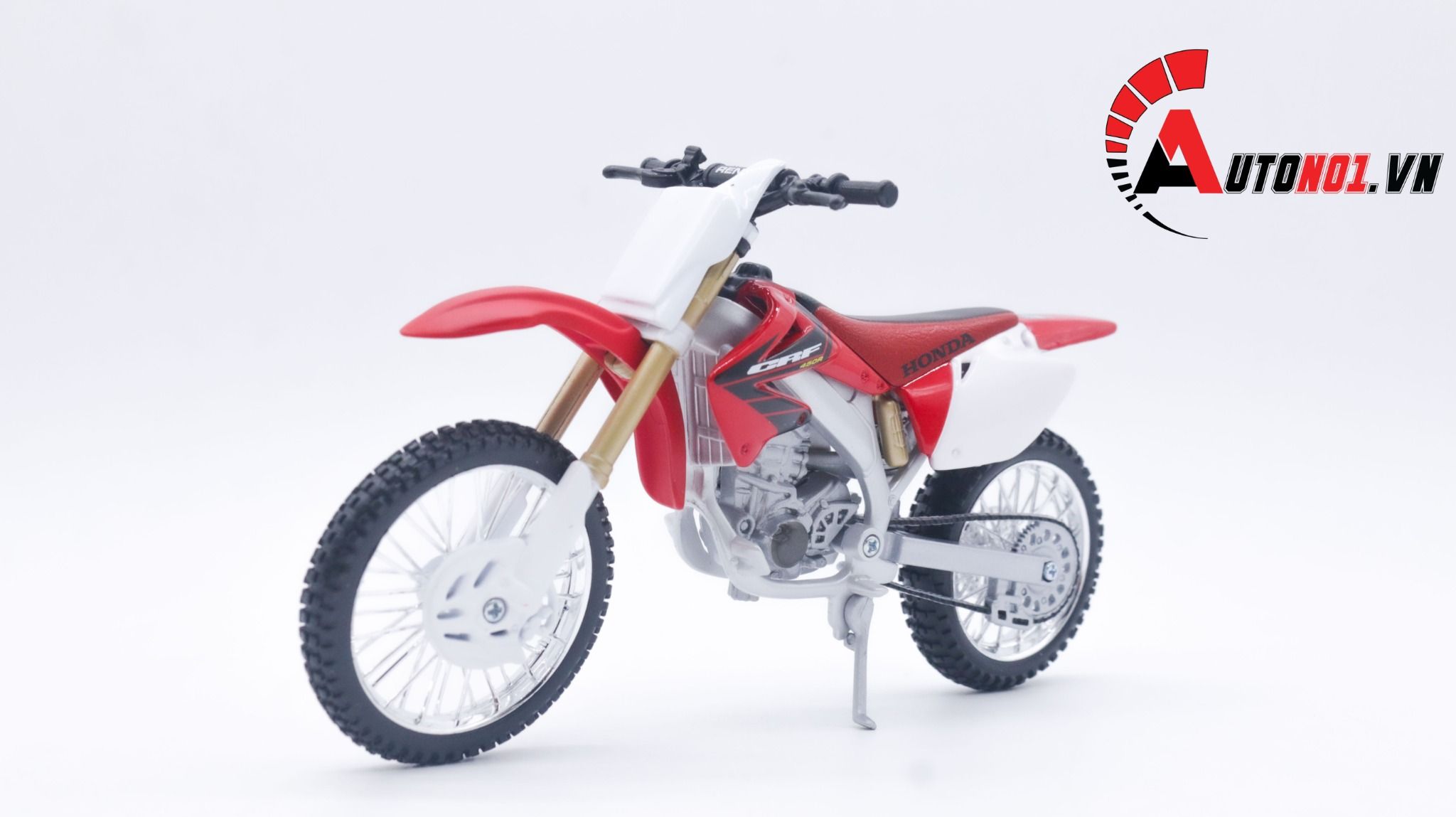  Mô hình xe cào cào Honda CRF450 red white tỉ lệ 1:12 Maisto 5412 