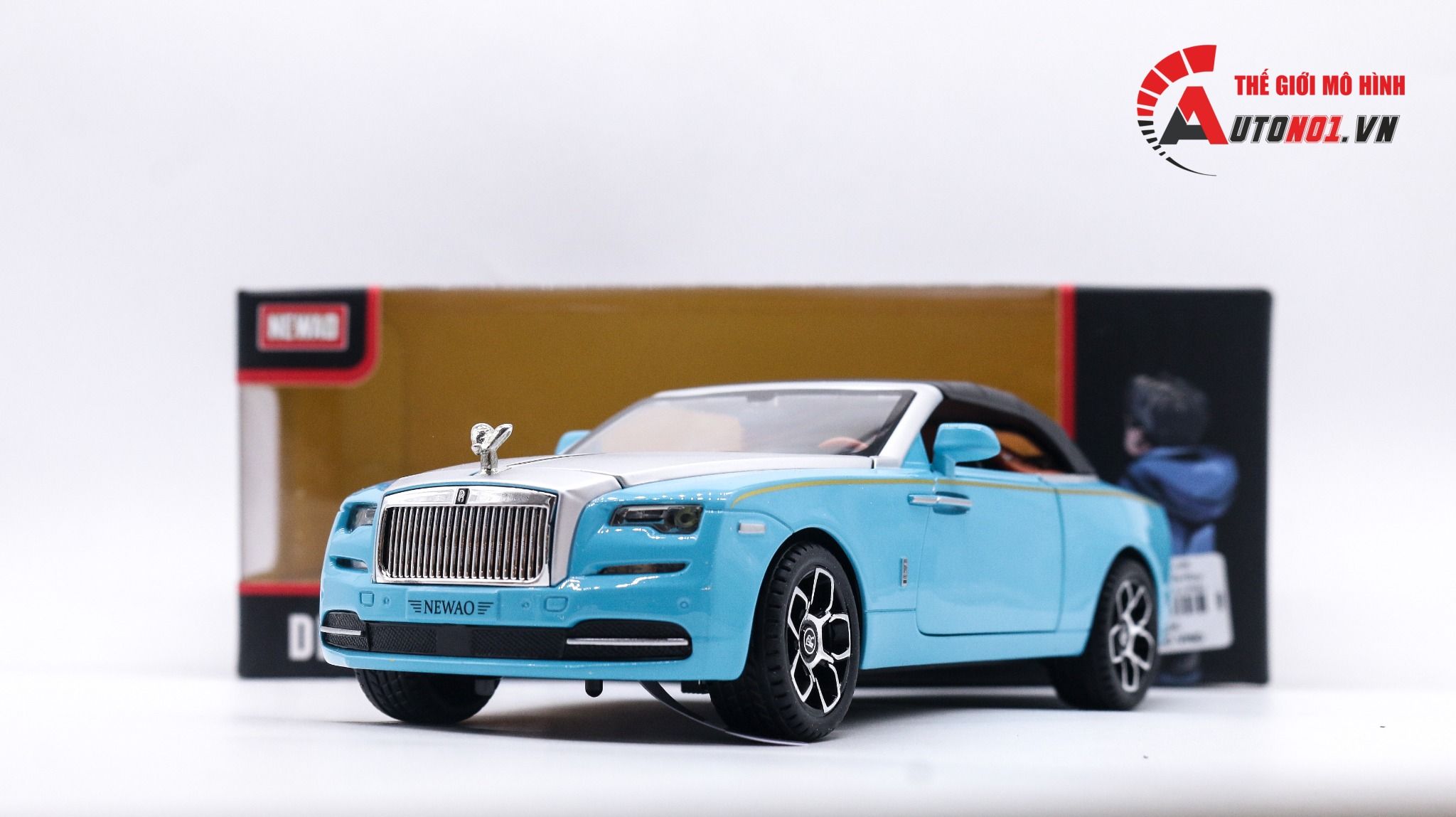  Mô hình xe Rolls-Royce Dawn full open, mui tháo rời, tặng kèm dù tỉ lệ 1:24 Newao OT311A 