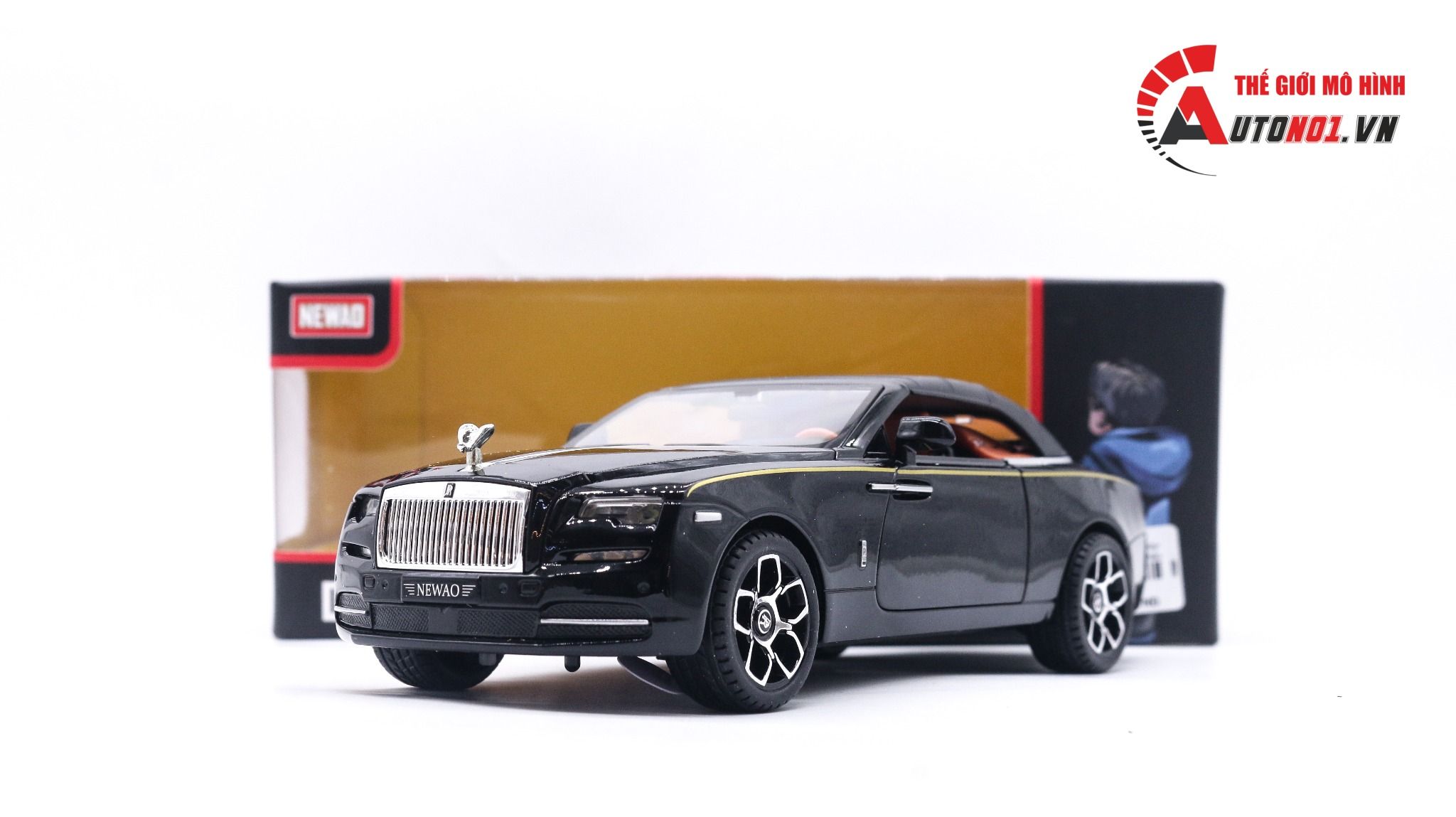  Mô hình xe Rolls-Royce Dawn full open, mui tháo rời, tặng kèm dù tỉ lệ 1:24 Newao OT311A 