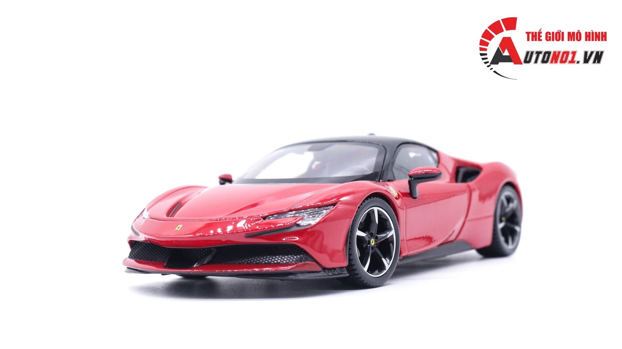  Mô hình xe Ferrari Sf90 Stradale đánh lái được full open 1:24 Bburago 7528 