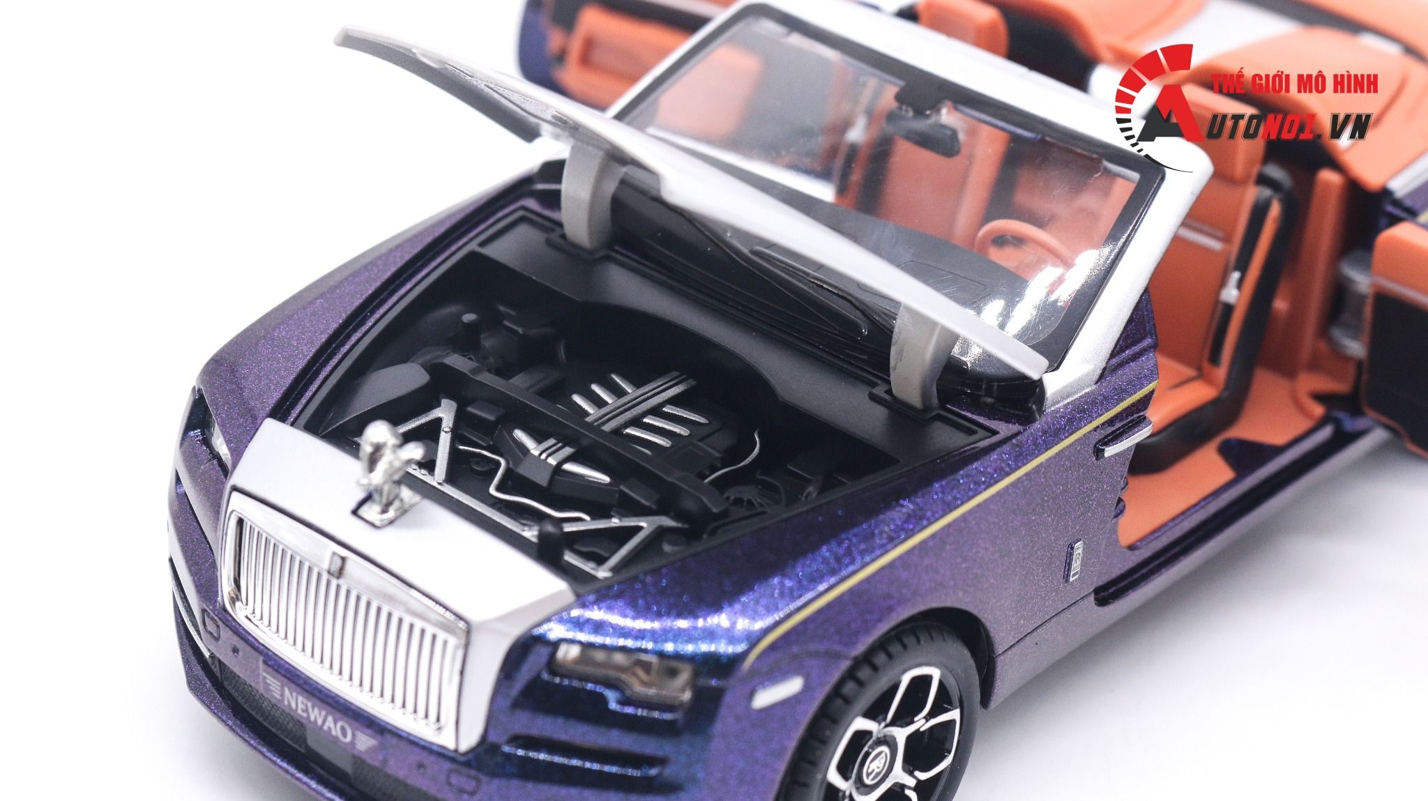  Mô hình xe Rolls-Royce Dawn full open, mui tháo rời, tặng kèm dù tỉ lệ 1:24 Newao OT311A 