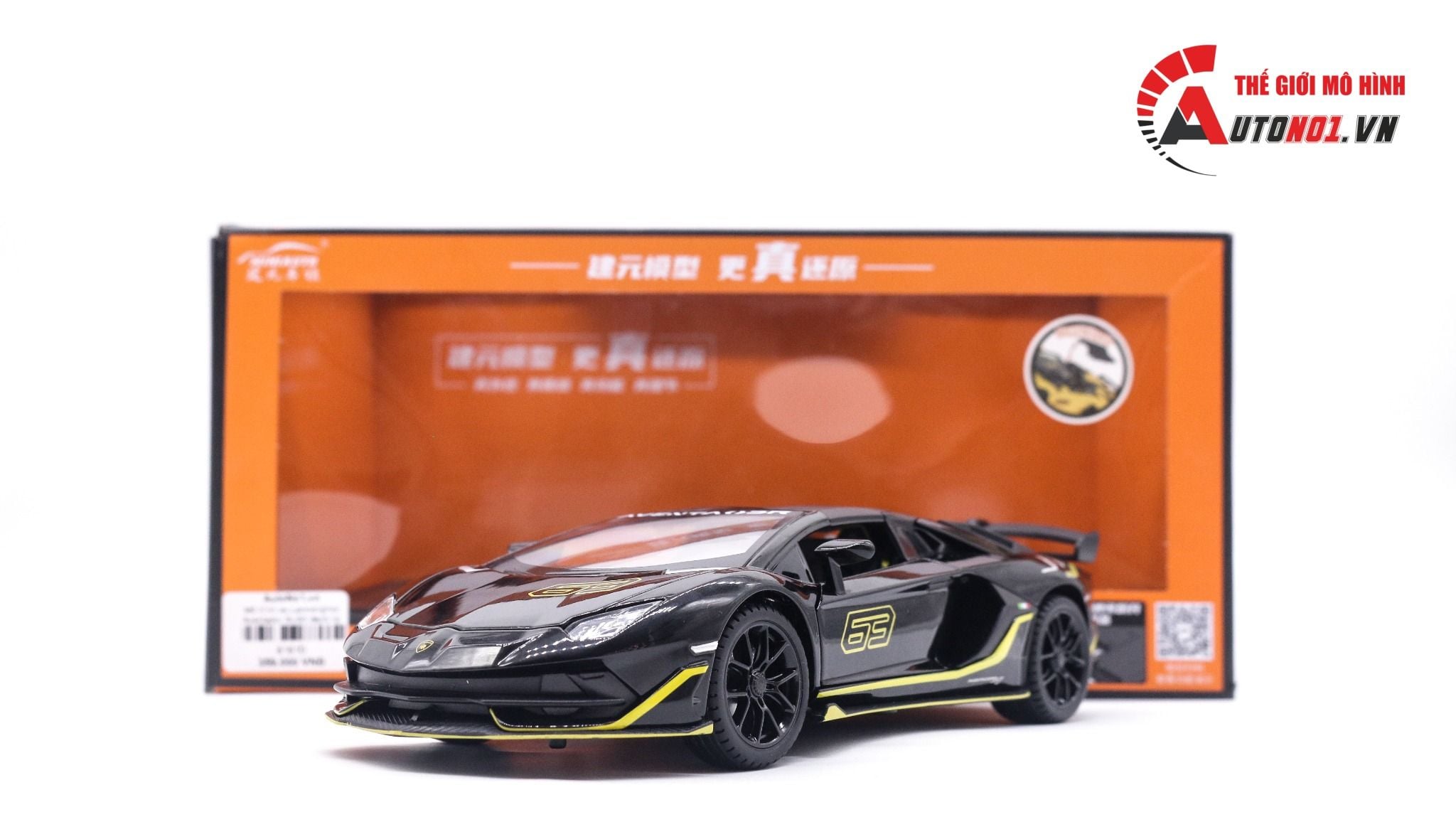  Mô hình xe Lamborghini Aventador Svj63 đánh lái được full open, mui xe có thể tháo rời 1:24 Miniauto DC24301 